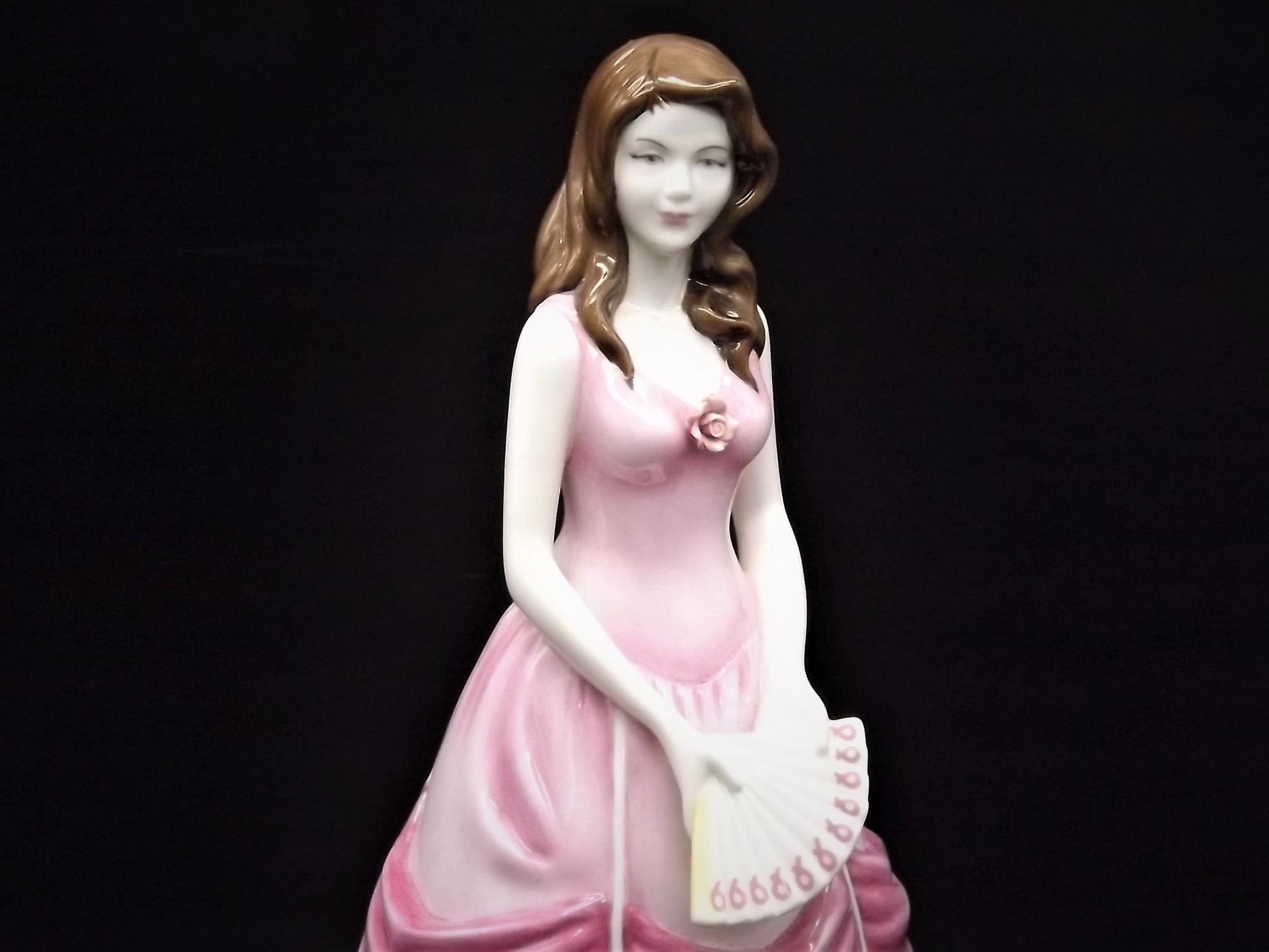 Vintage Royal Doulton Figurine: Pretty Ladies "Grace" Pink Ribbon Fan, HN 4906