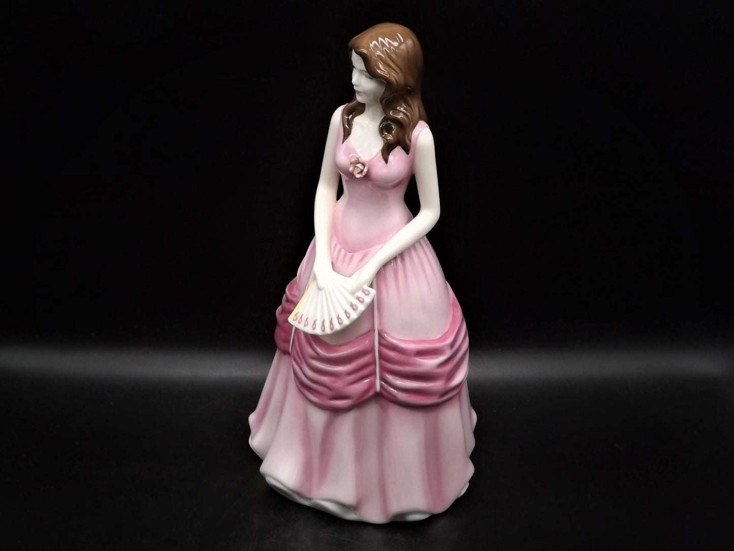 Vintage Royal Doulton Figurine: Pretty Ladies "Grace" Pink Ribbon Fan, HN 4906