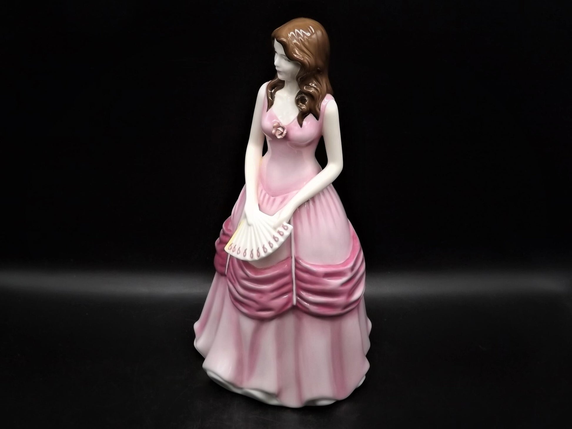 Vintage Royal Doulton Figurine: Pretty Ladies "Grace" Pink Ribbon Fan, HN 4906