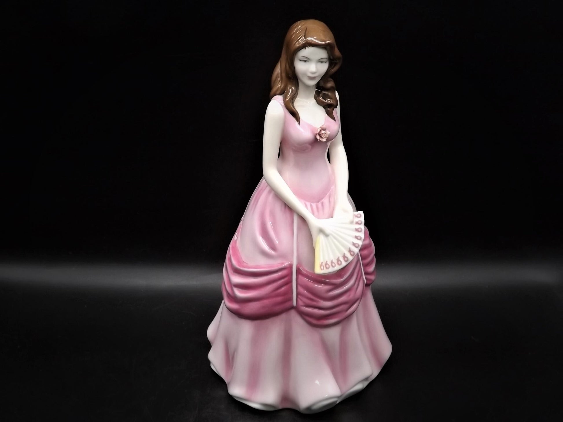 Vintage Royal Doulton Figurine: Pretty Ladies "Grace" Pink Ribbon Fan, HN 4906