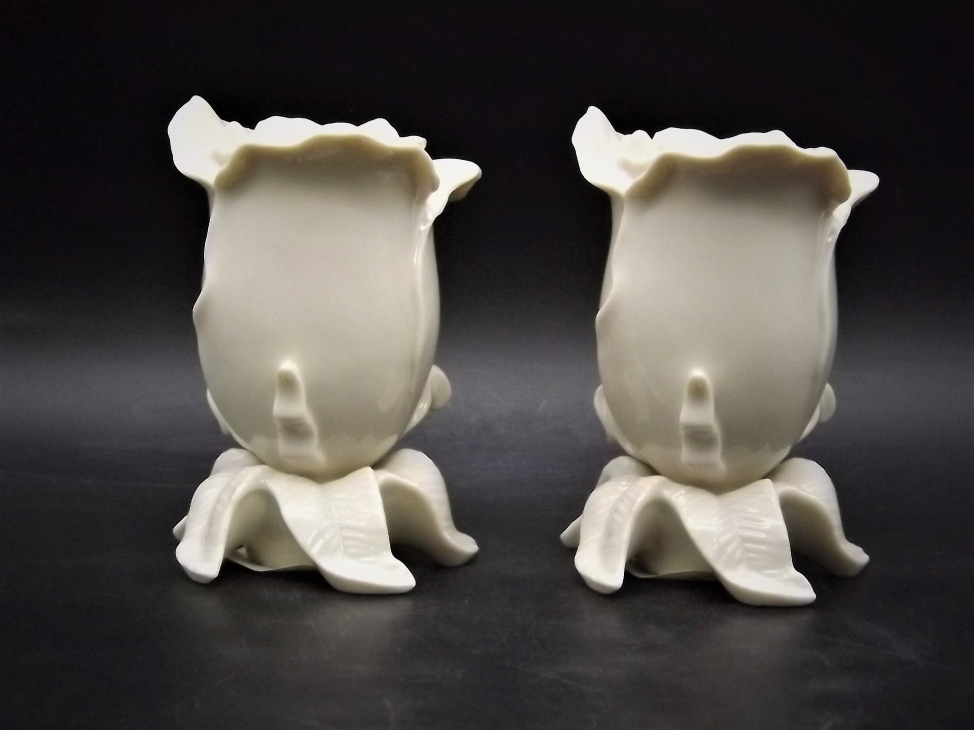 Vintage Lenox Rose Porcelain Candlesticks - Pair