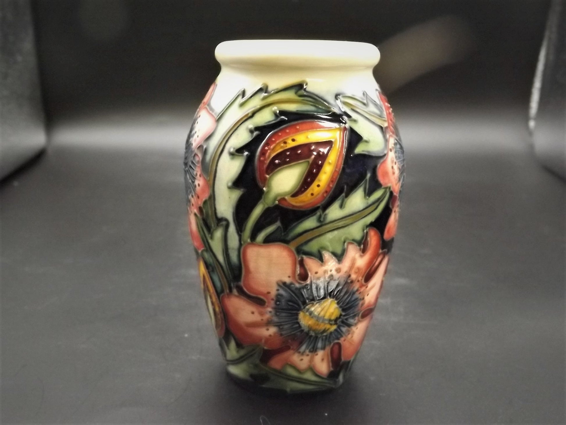 Vintage 2001 Moorcroft "Pheasants Eye" small Vase. This piece is stunning and in excellent condition.