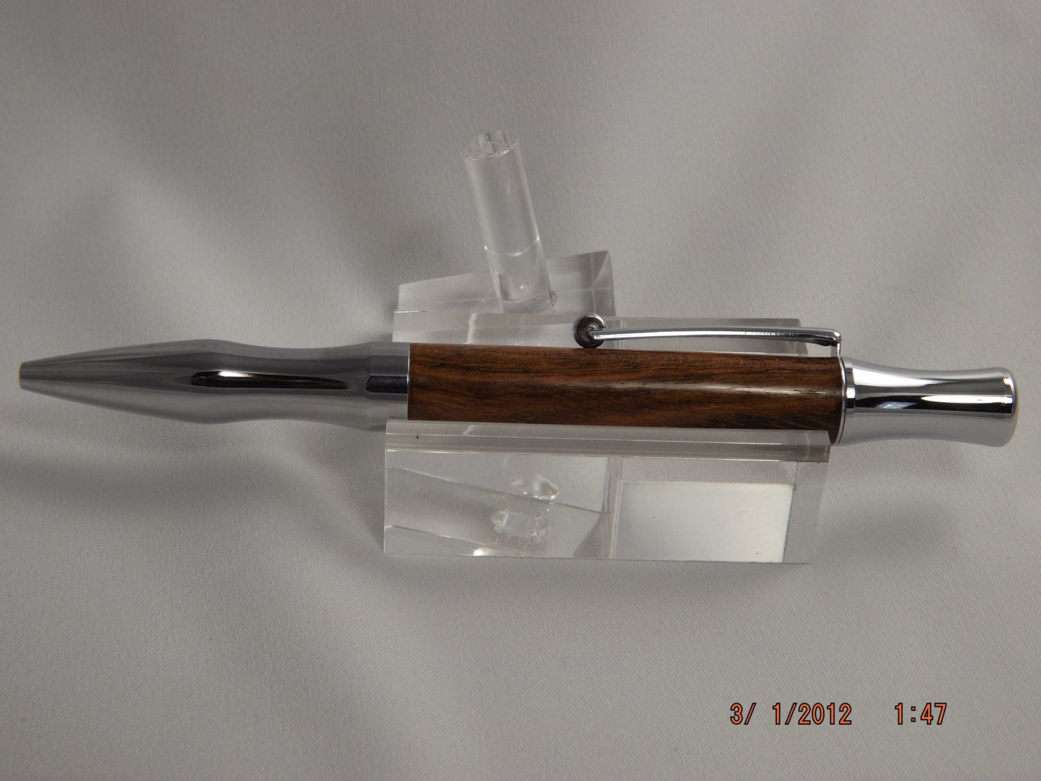 Handmade Chechen Wood Pen: Chrome Virage Style