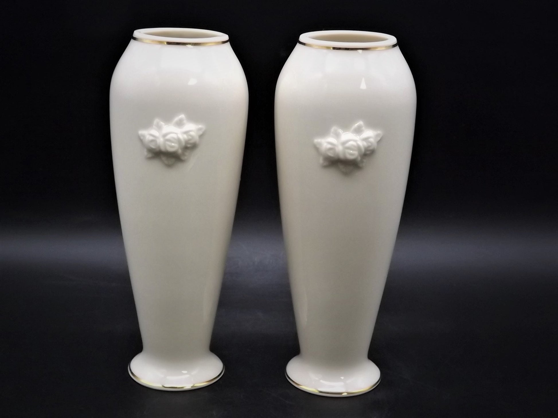 Vintage Lenox "Roses" pair of porcelain bud vases. Excellent condition no box.