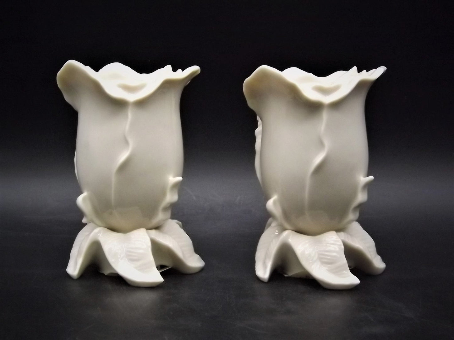 Vintage Lenox Rose Porcelain Candlesticks - Pair