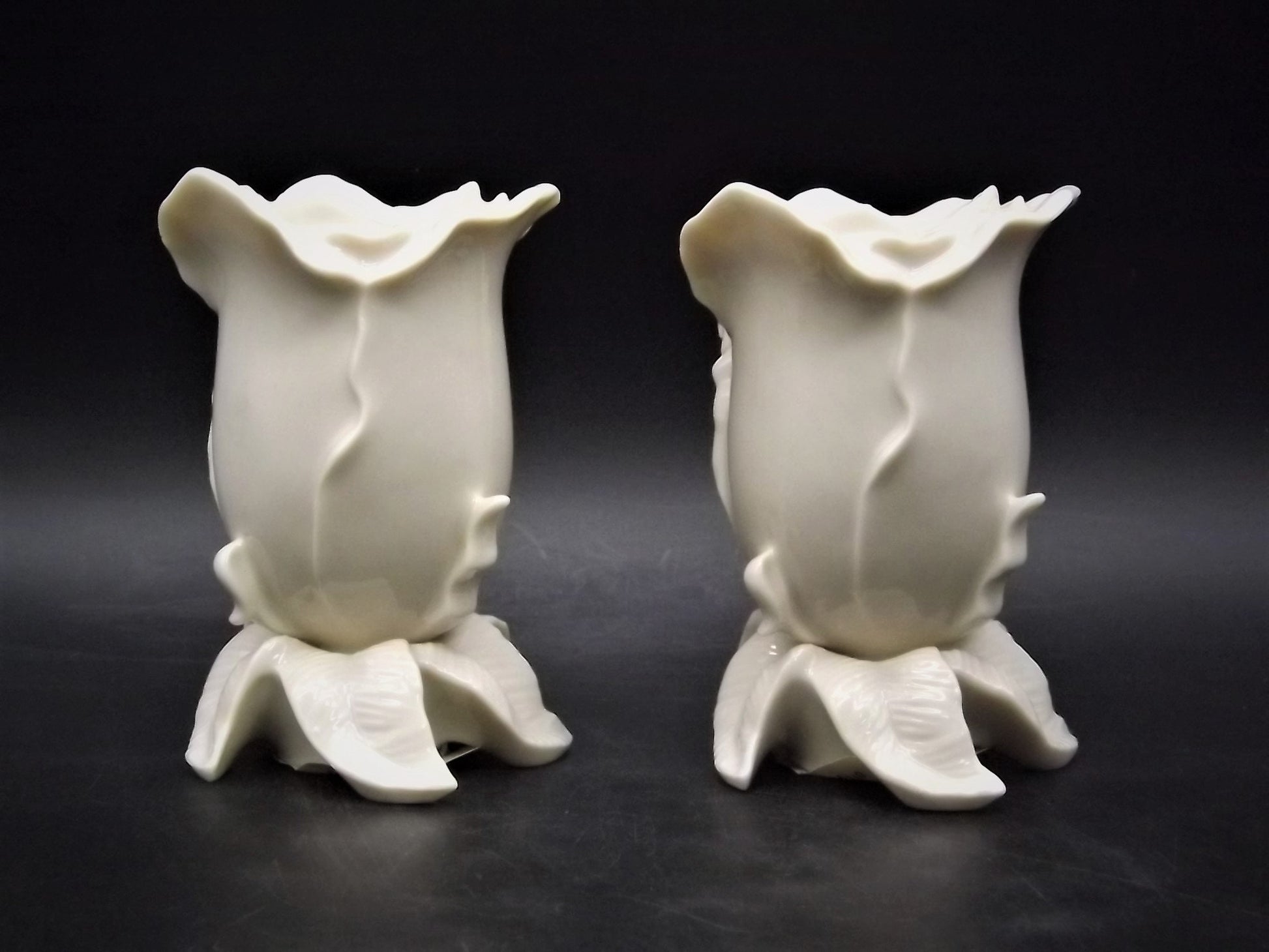 Vintage Lenox Rose Porcelain Candlesticks - Pair