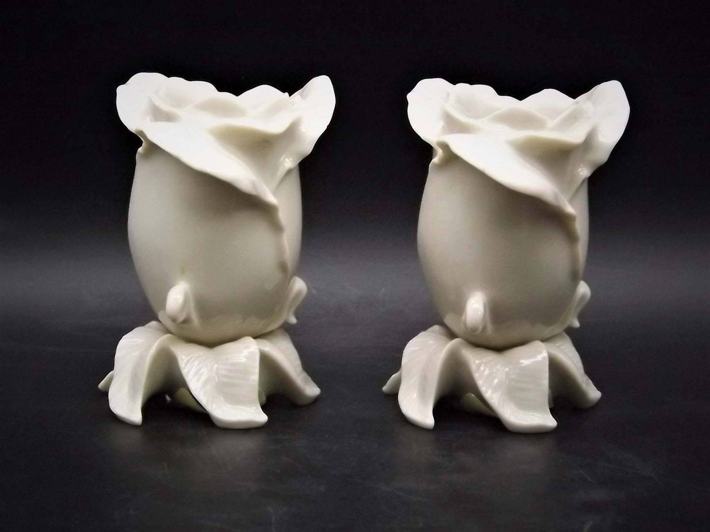 Vintage Lenox Rose Porcelain Candlesticks - Pair