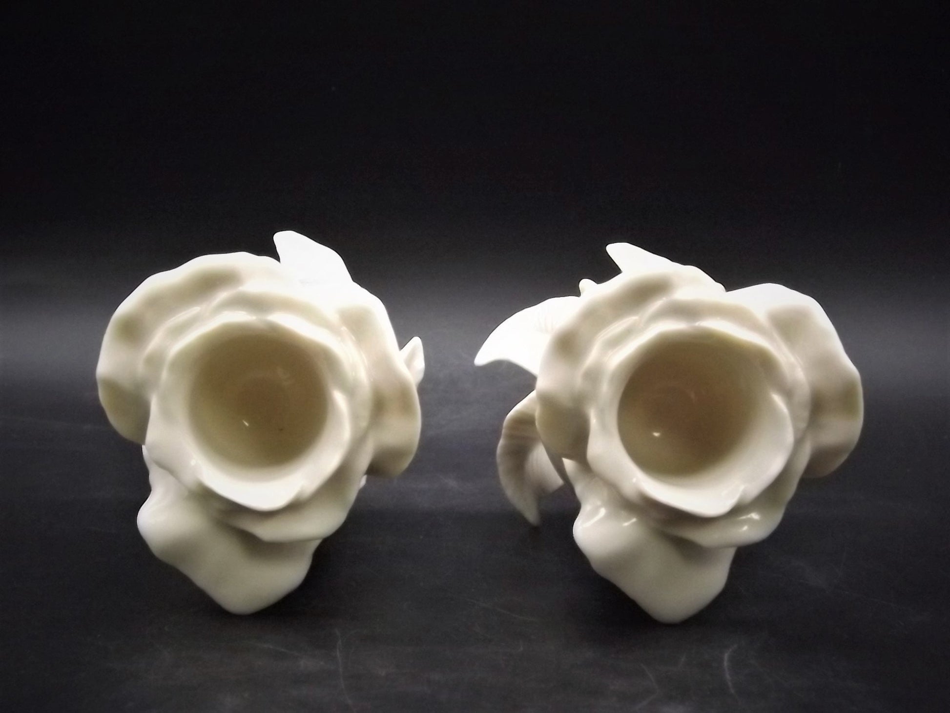 Vintage Lenox Rose Porcelain Candlesticks - Pair