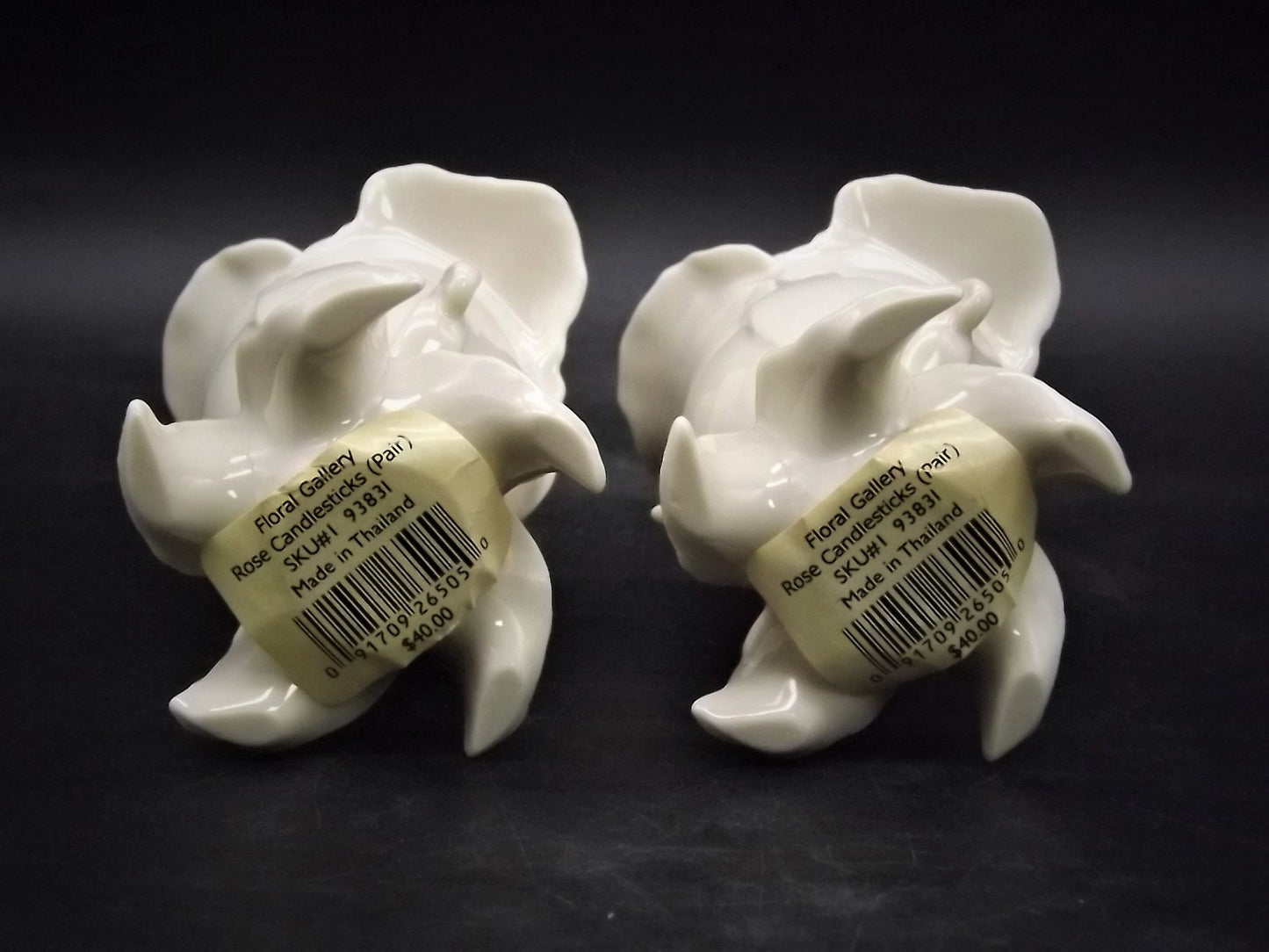 Vintage Lenox Rose Porcelain Candlesticks - Pair