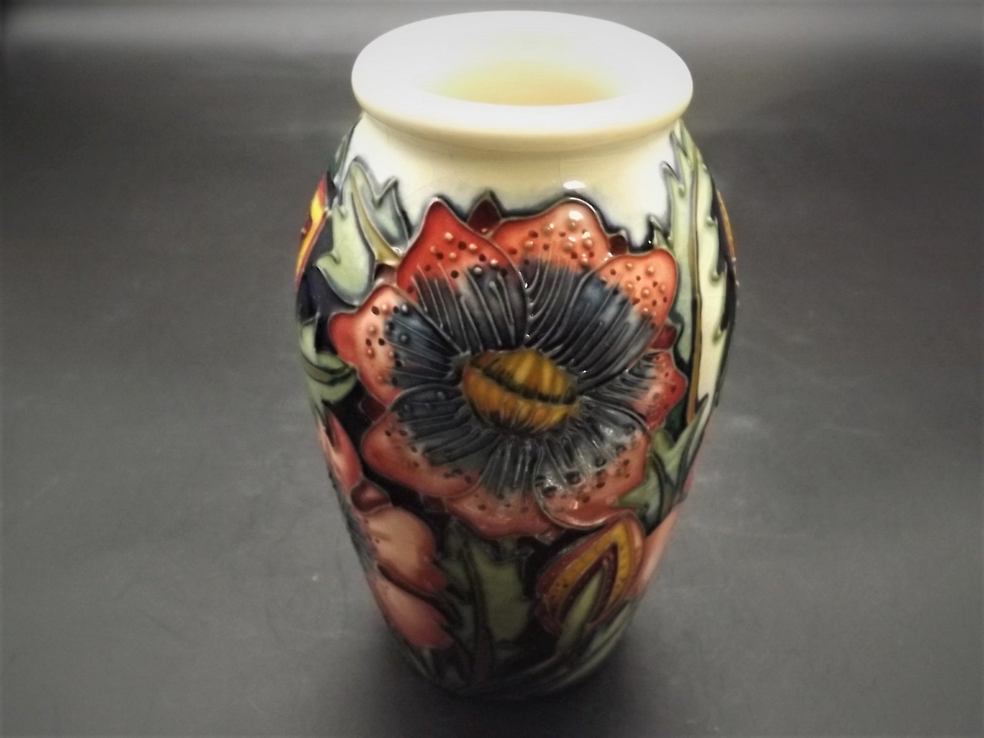 Vintage 2001 Moorcroft "Pheasants Eye" small Vase. This piece is stunning and in excellent condition.