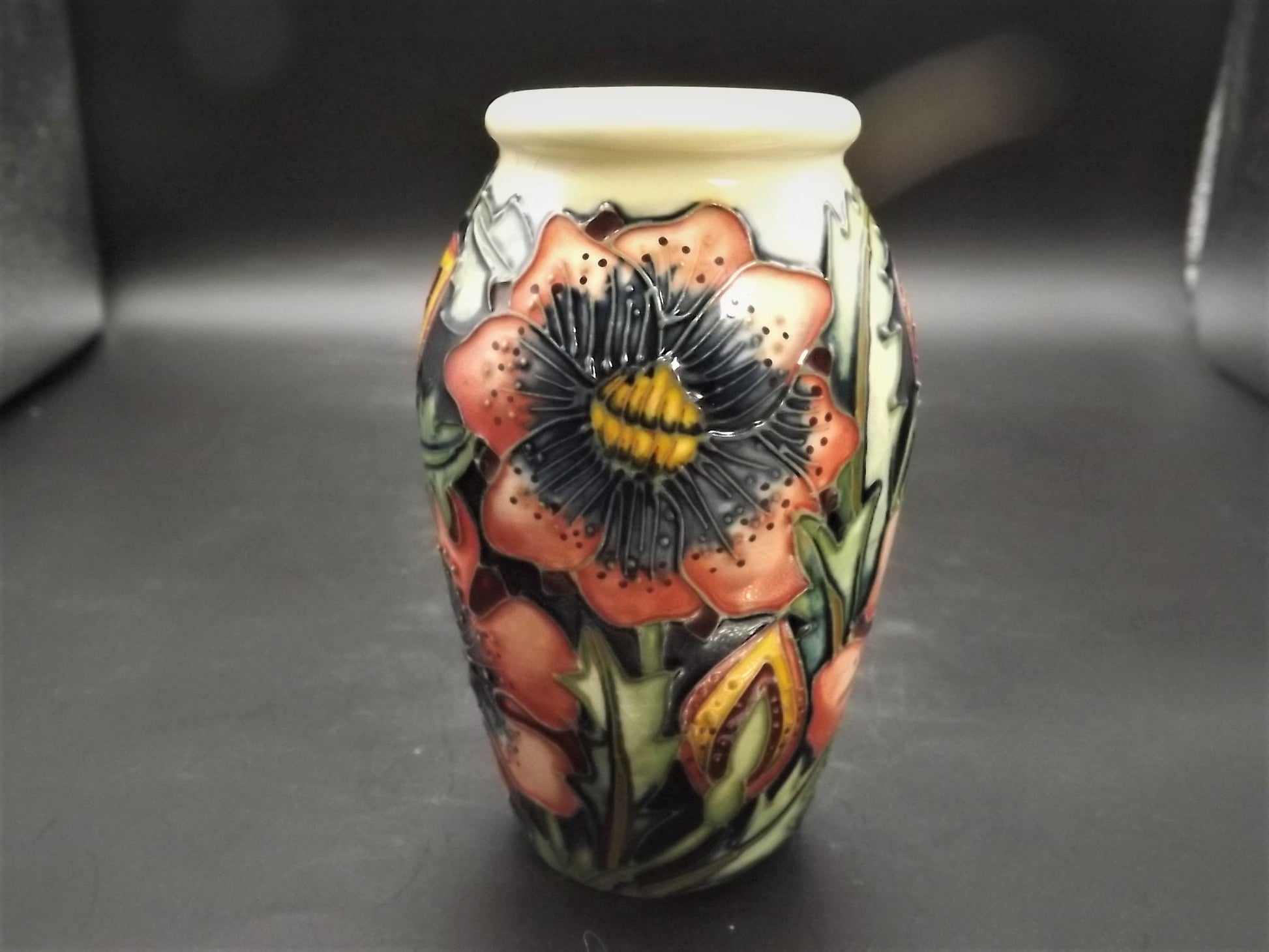 Vintage 2001 Moorcroft "Pheasants Eye" small Vase. This piece is stunning and in excellent condition.