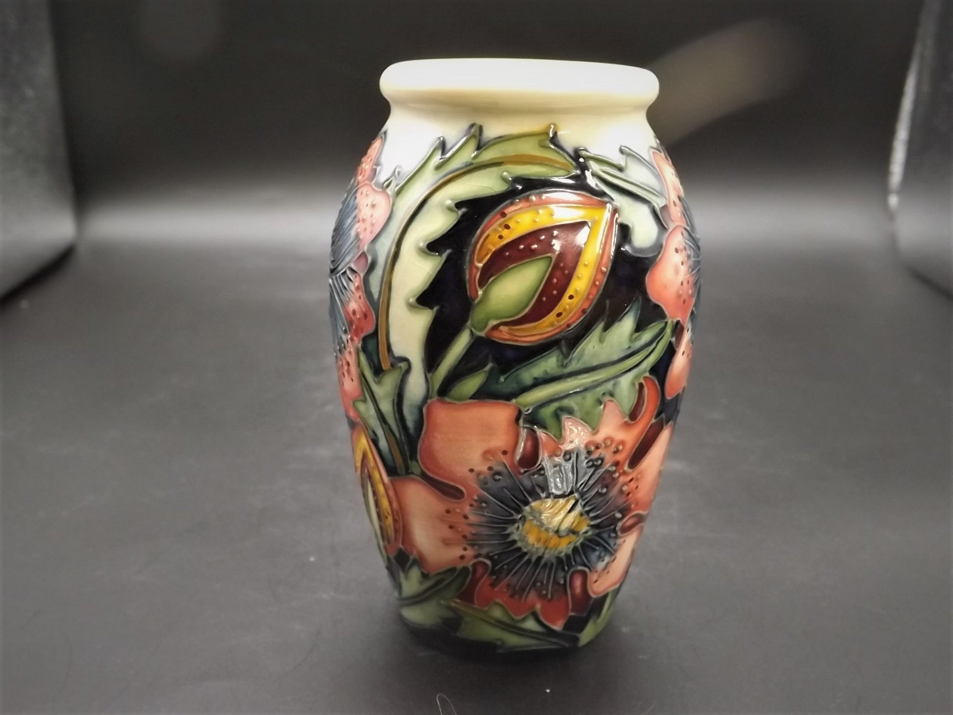 Vintage 2001 Moorcroft "Pheasants Eye" small Vase. This piece is stunning and in excellent condition.