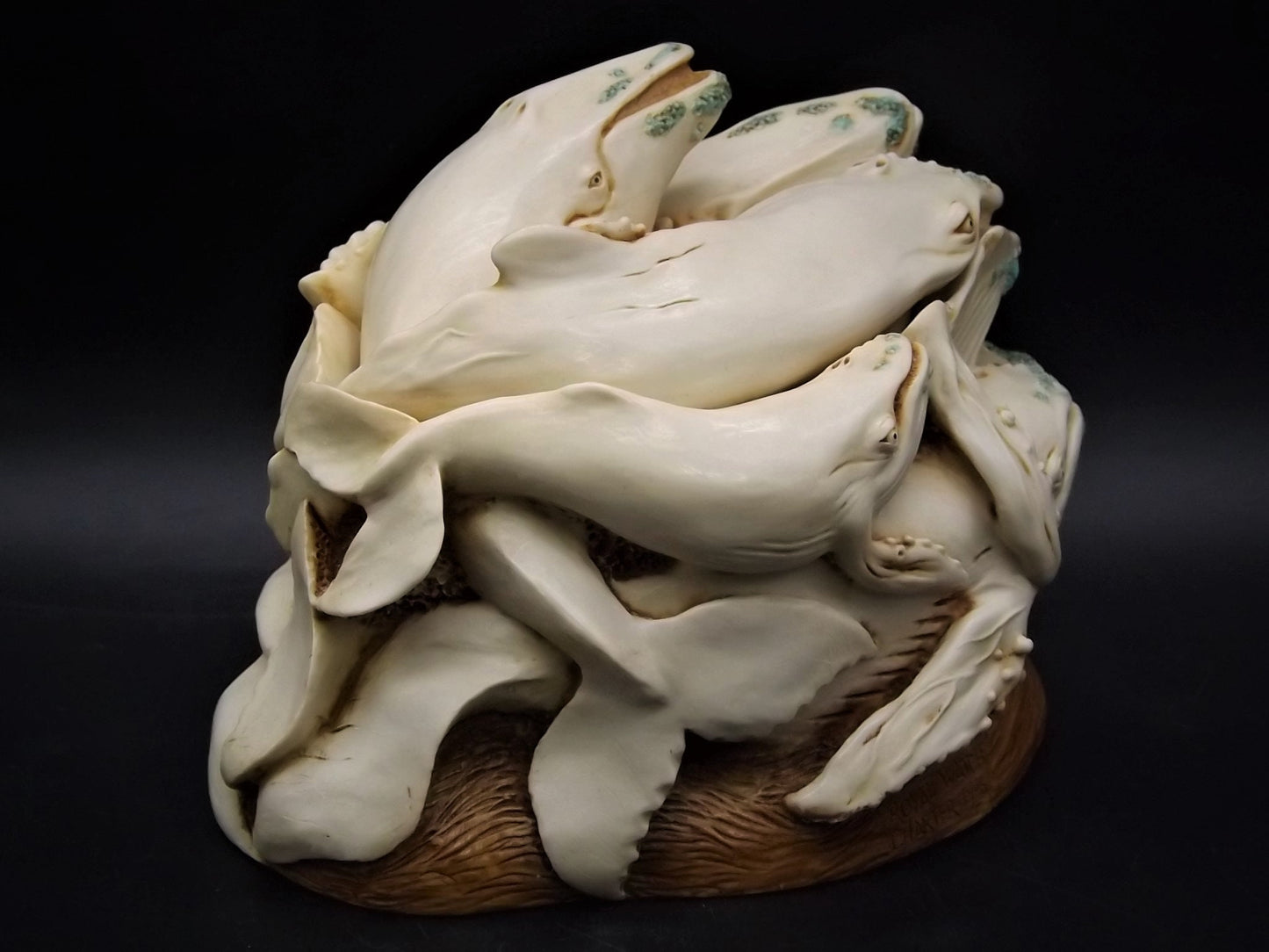 Retired 1996 Harmony Kingdom "Big Blue Charter Year" treasure Jest small chips with original box. Rare not for retail sale piece.