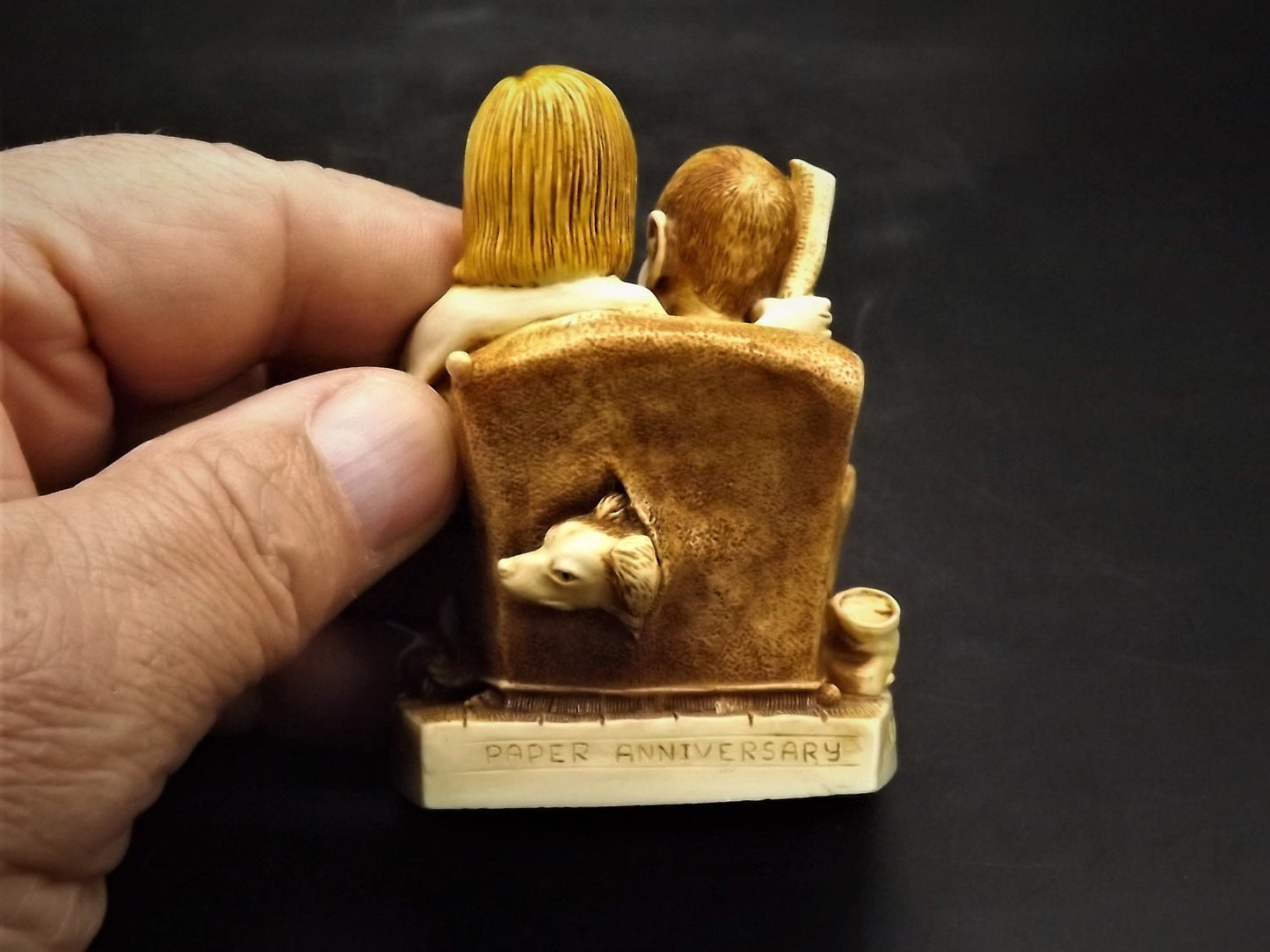 Retired 1996 Harmony Kingdom "Paper Anniversary" solid body piece Excellent condition. No Box.