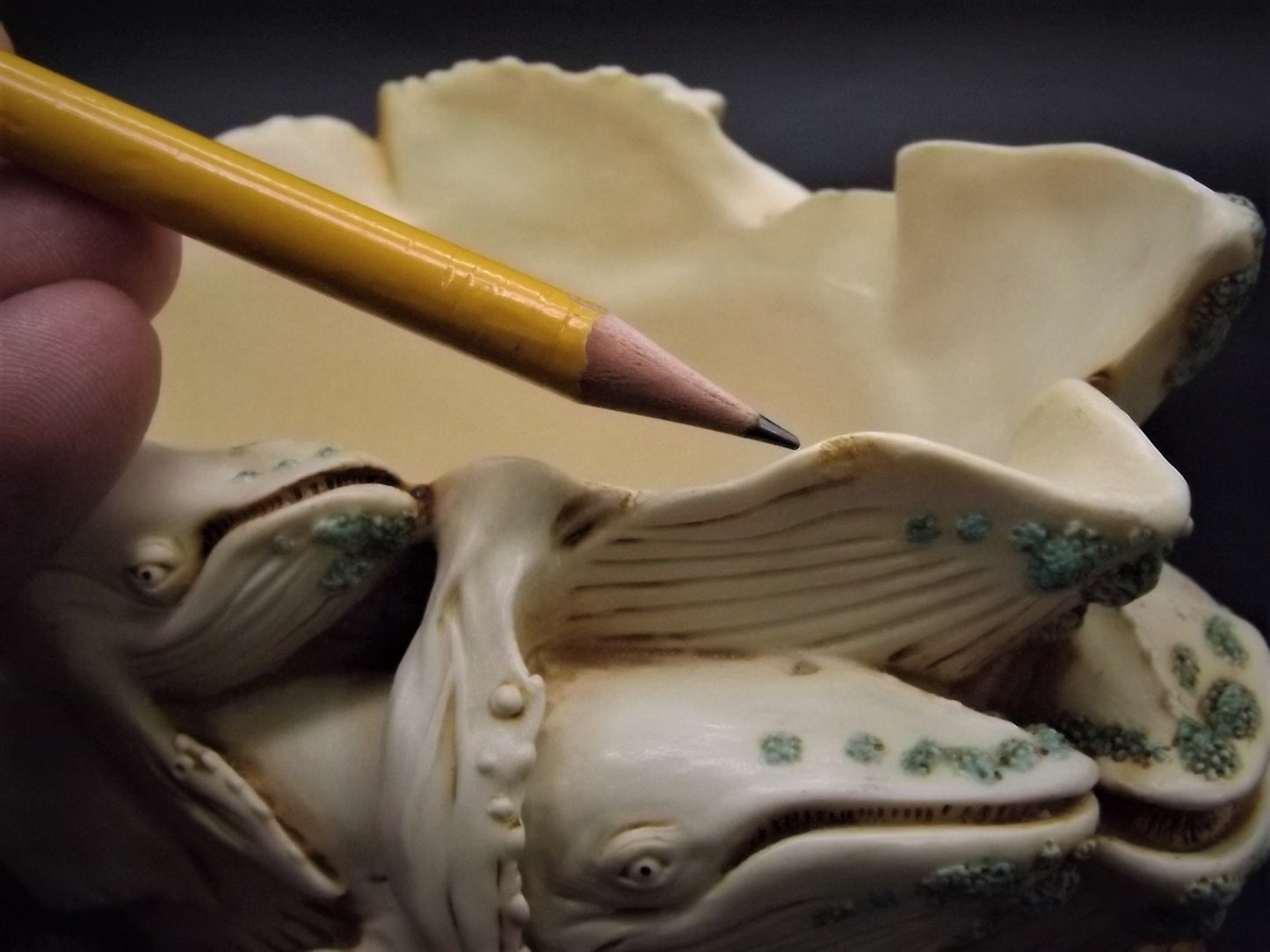 Retired 1996 Harmony Kingdom "Big Blue Charter Year" treasure Jest small chips with original box. Rare not for retail sale piece.