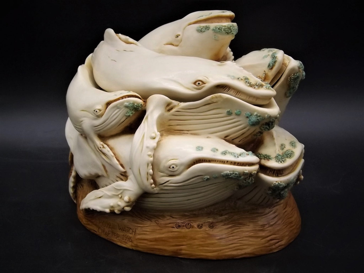 Retired 1996 Harmony Kingdom "Big Blue Charter Year" treasure Jest small chips with original box. Rare not for retail sale piece.