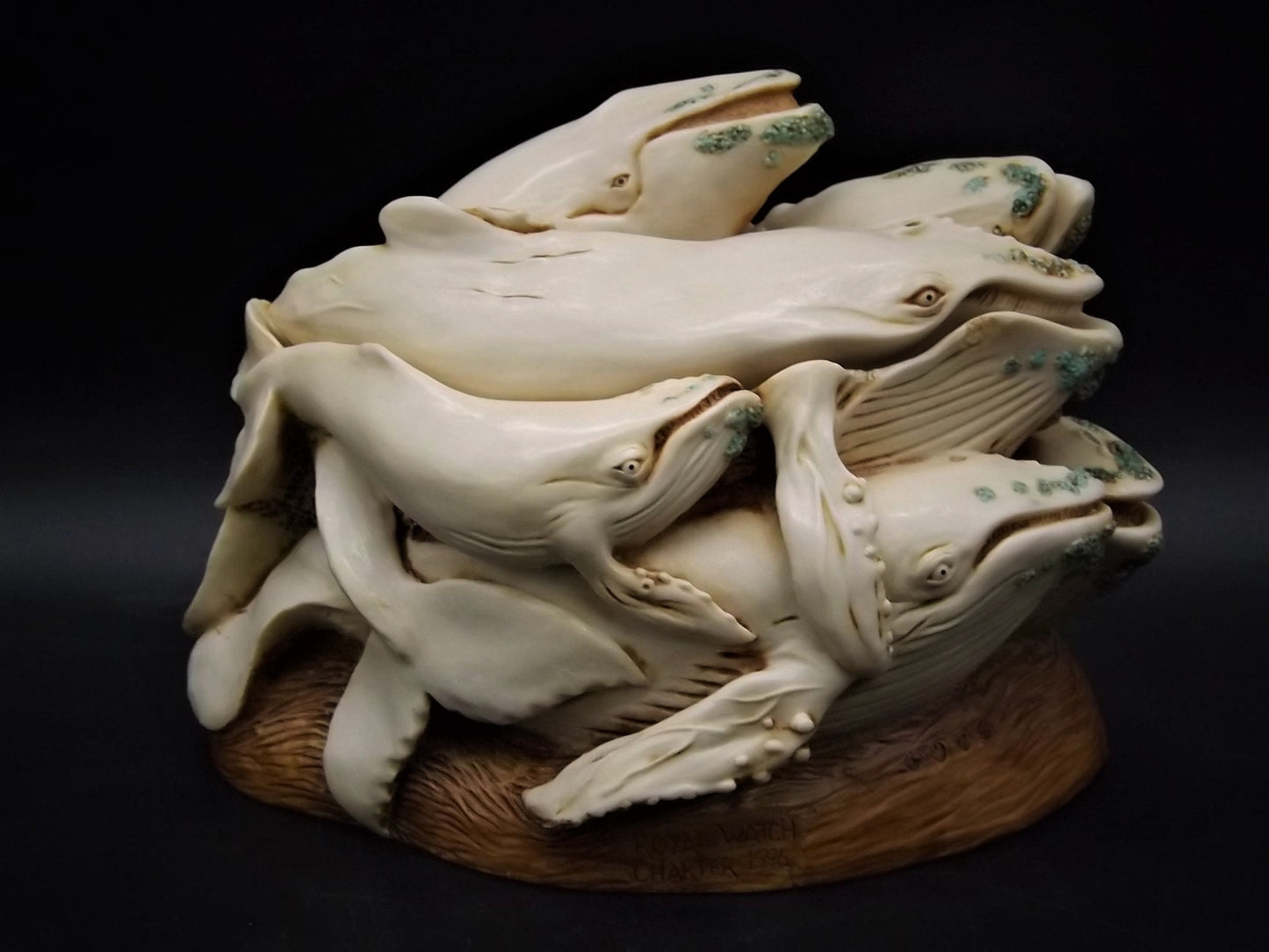 Retired 1996 Harmony Kingdom "Big Blue Charter Year" treasure Jest small chips with original box. Rare not for retail sale piece.