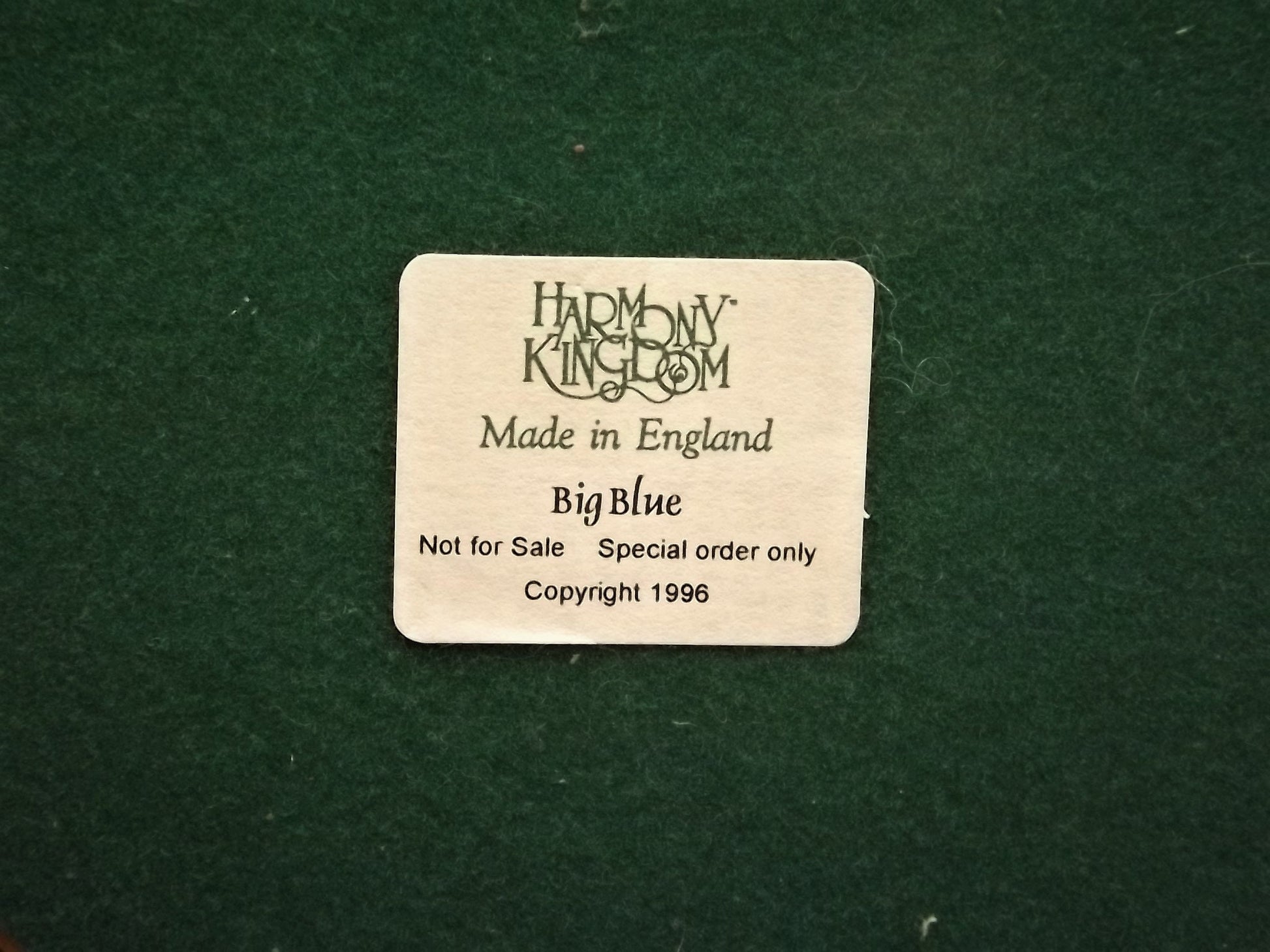 Retired 1996 Harmony Kingdom "Big Blue Charter Year" treasure Jest small chips with original box. Rare not for retail sale piece.