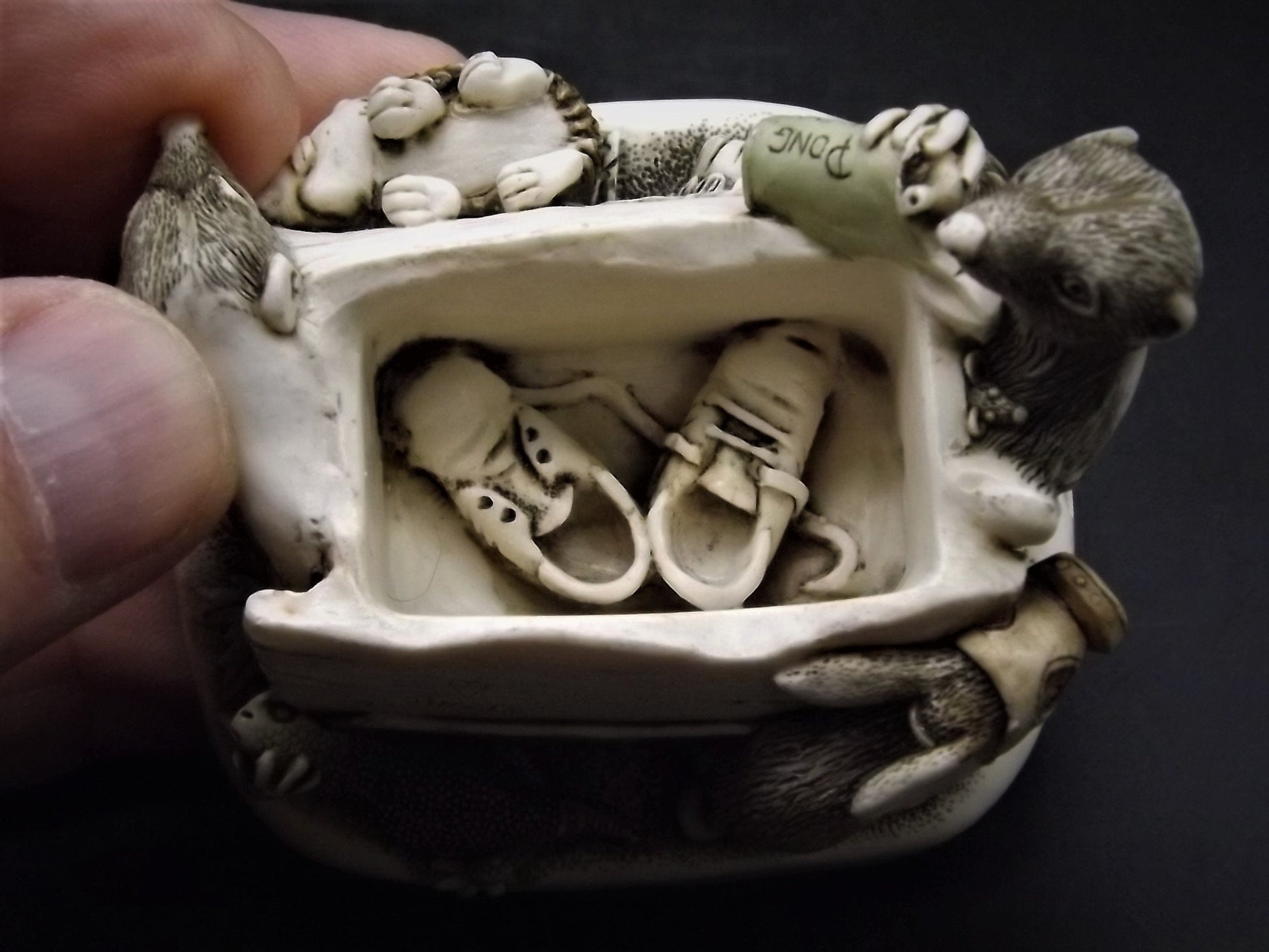 Retired 1998 Harmony Kingdom "Foul Play Infinity" piece Excellent condition with original box and COA.