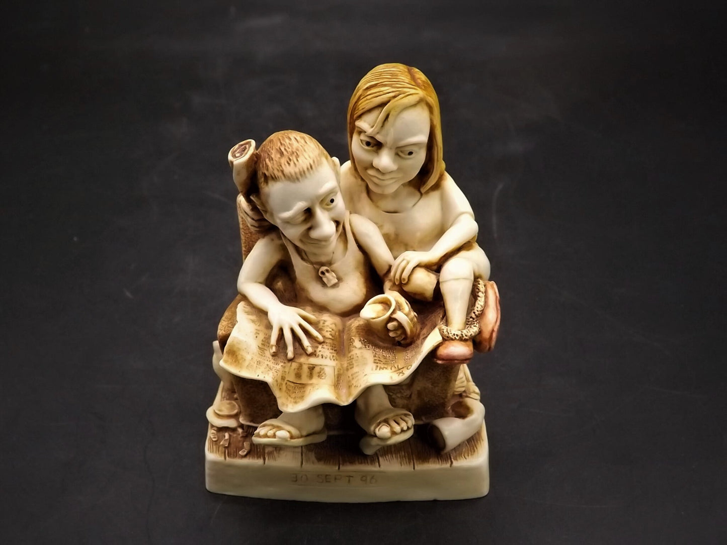 Retired 1996 Harmony Kingdom "Paper Anniversary" solid body piece Excellent condition. No Box.