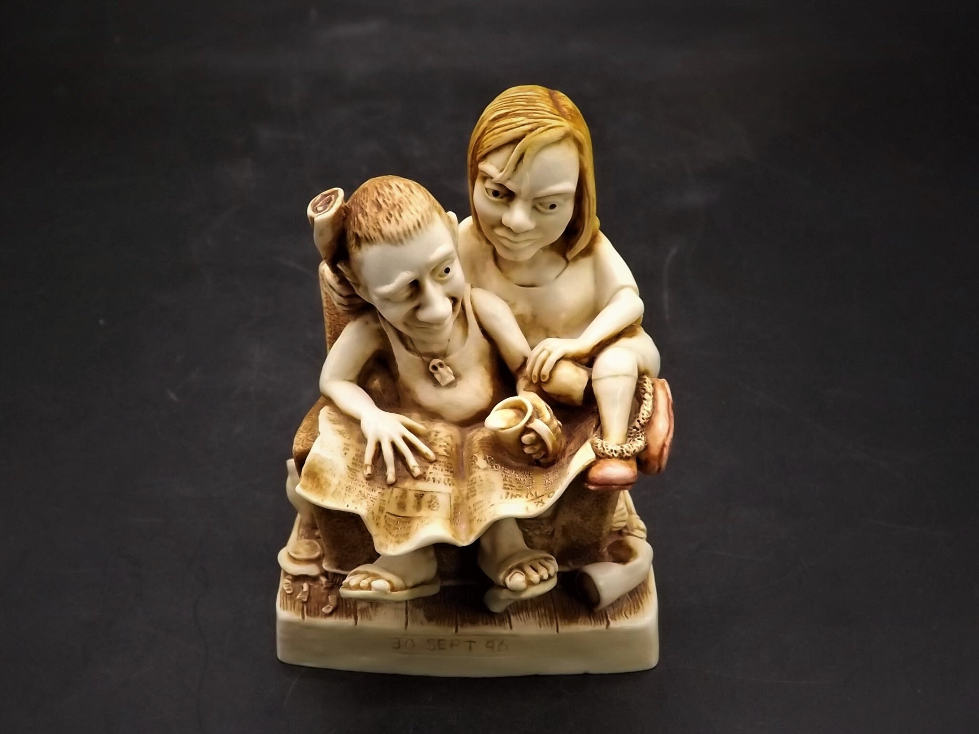 Retired 1996 Harmony Kingdom "Paper Anniversary" solid body piece Excellent condition. No Box.