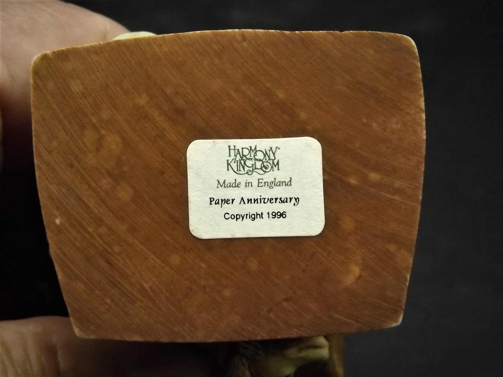 Retired 1996 Harmony Kingdom "Paper Anniversary" solid body piece Excellent condition. No Box.