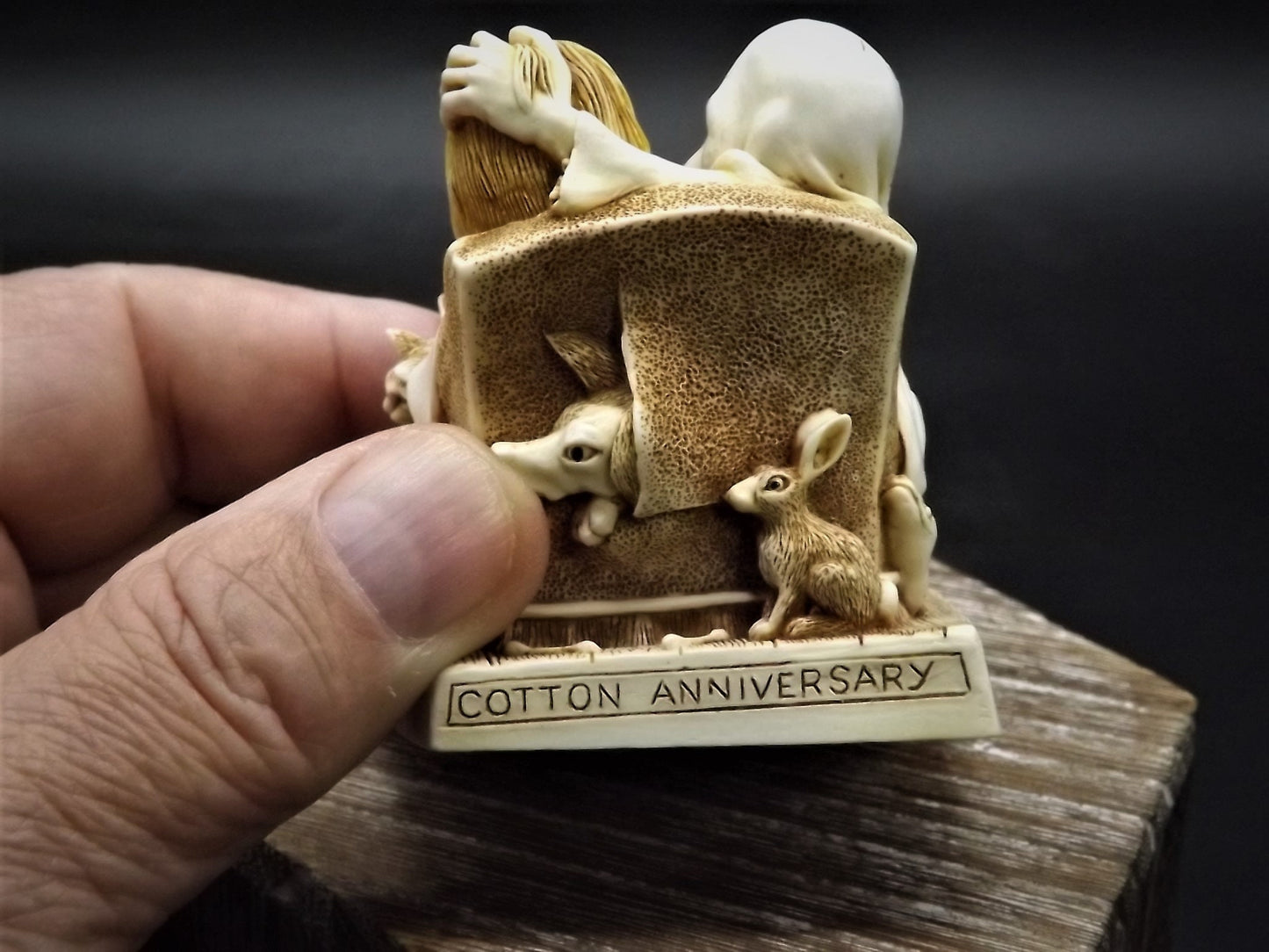 Retired 1998 Harmony Kingdom "Cotton Anniversary" piece Excellent condition. No Box.