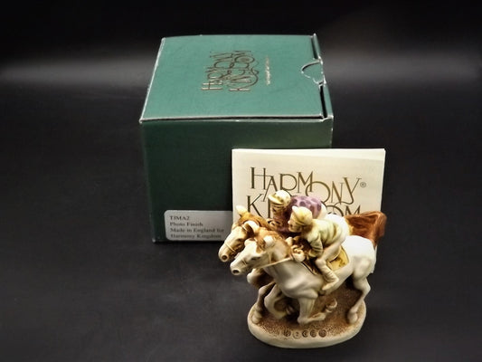 Retired 1996 Harmony Kingdom "Photo Finish" piece Excellent condition with original box.