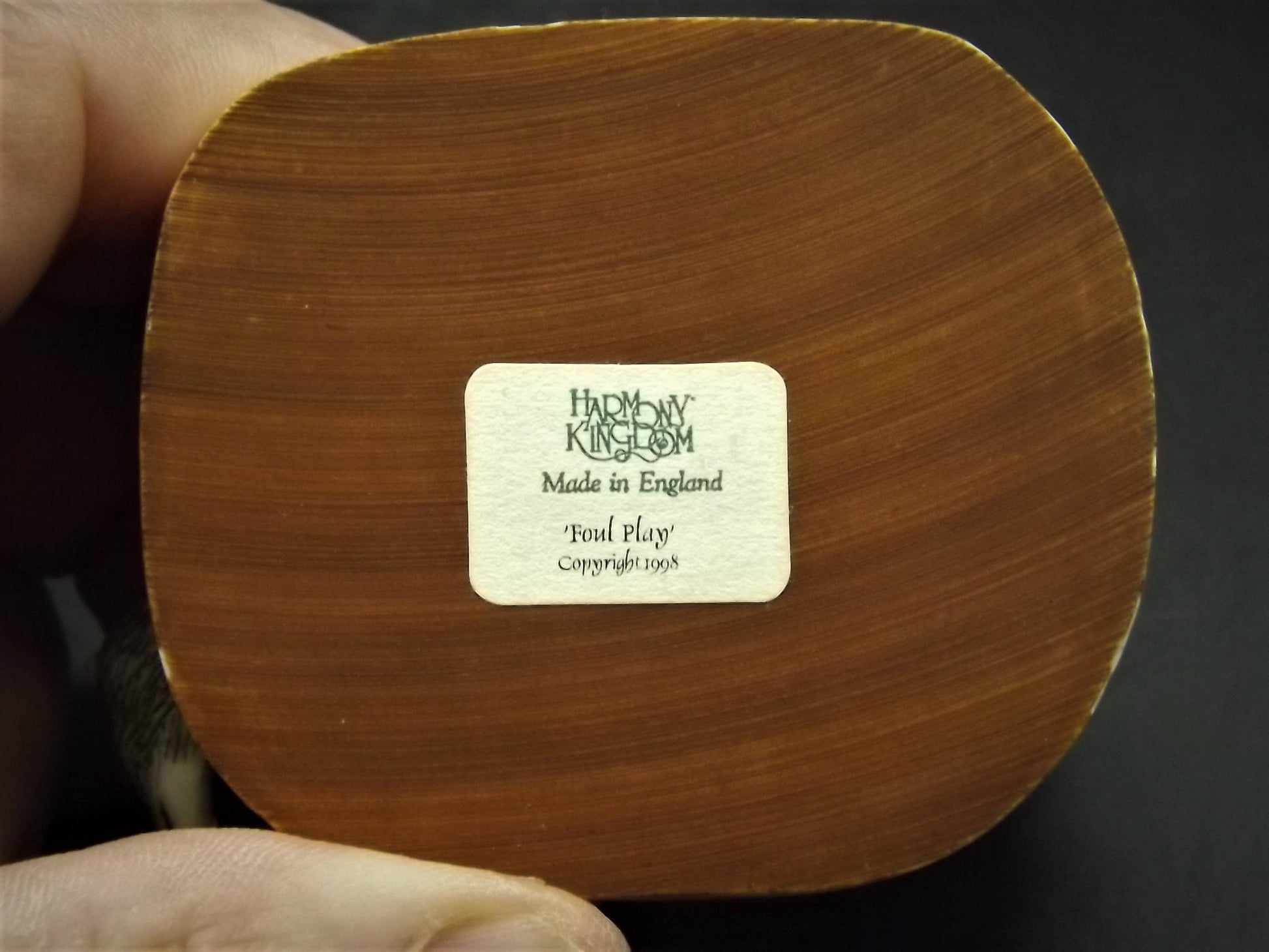 Retired 1998 Harmony Kingdom "Foul Play Infinity" piece Excellent condition with original box and COA.