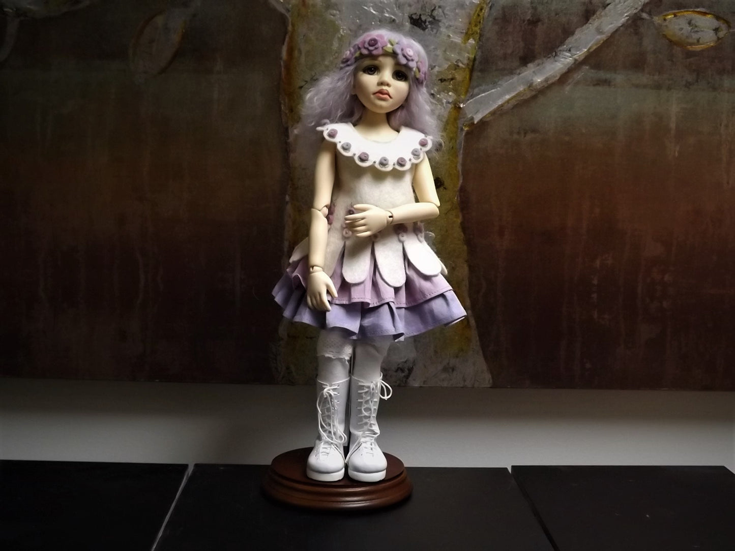 Limited Edition "Lilac" BJD Ball Jointed Doll: Tibetan Mohair Wig, Michele Hardy Design