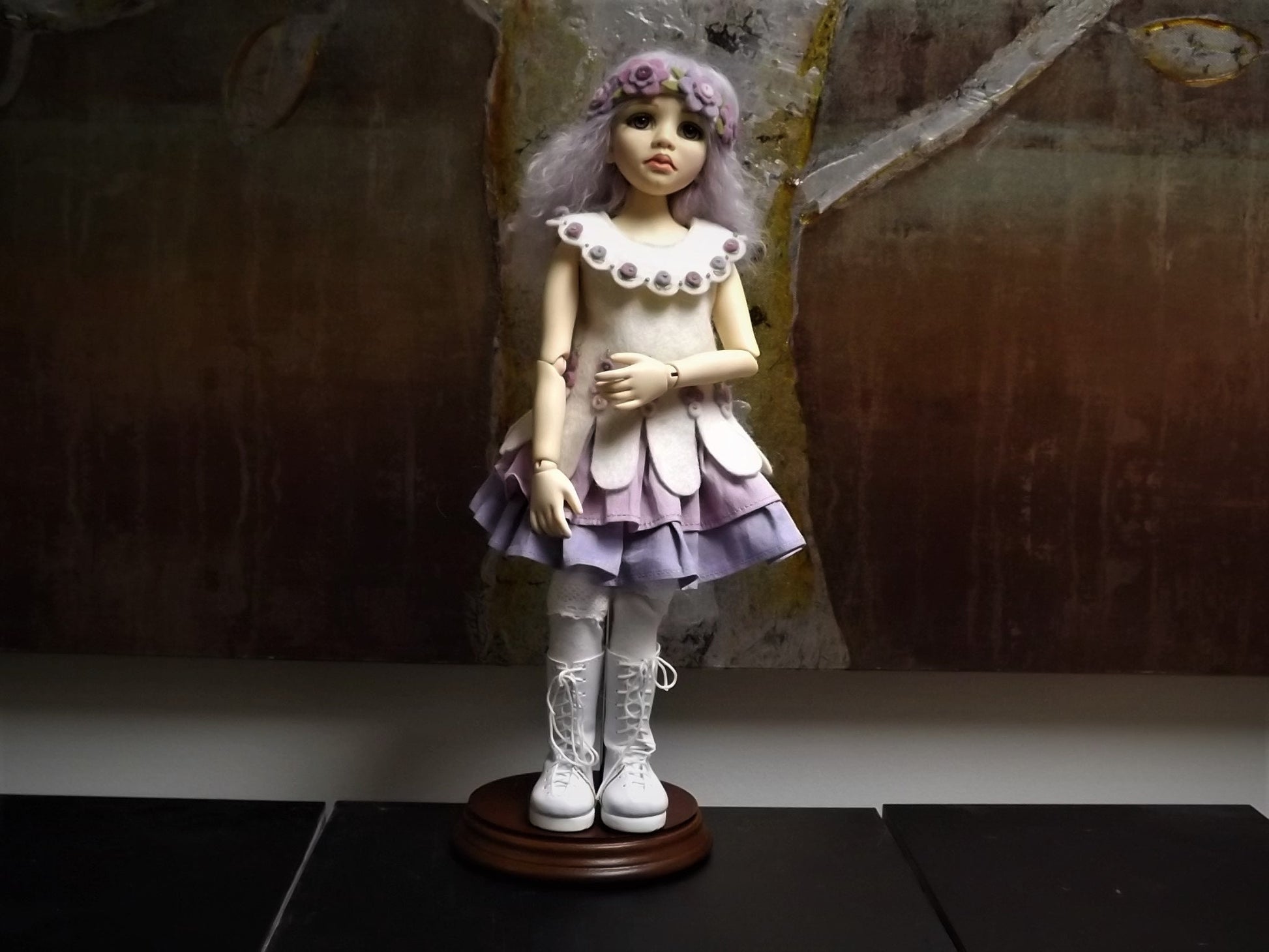 Limited Edition "Lilac" BJD Ball Jointed Doll: Tibetan Mohair Wig, Michele Hardy Design