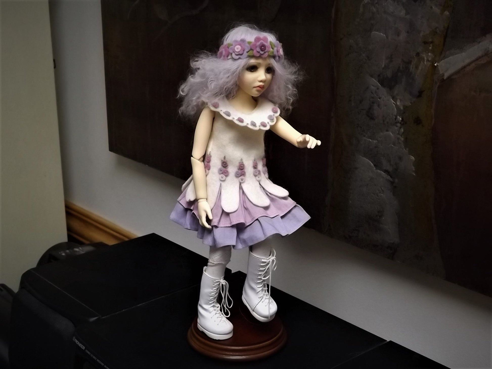 Limited Edition "Lilac" BJD Ball Jointed Doll: Tibetan Mohair Wig, Michele Hardy Design