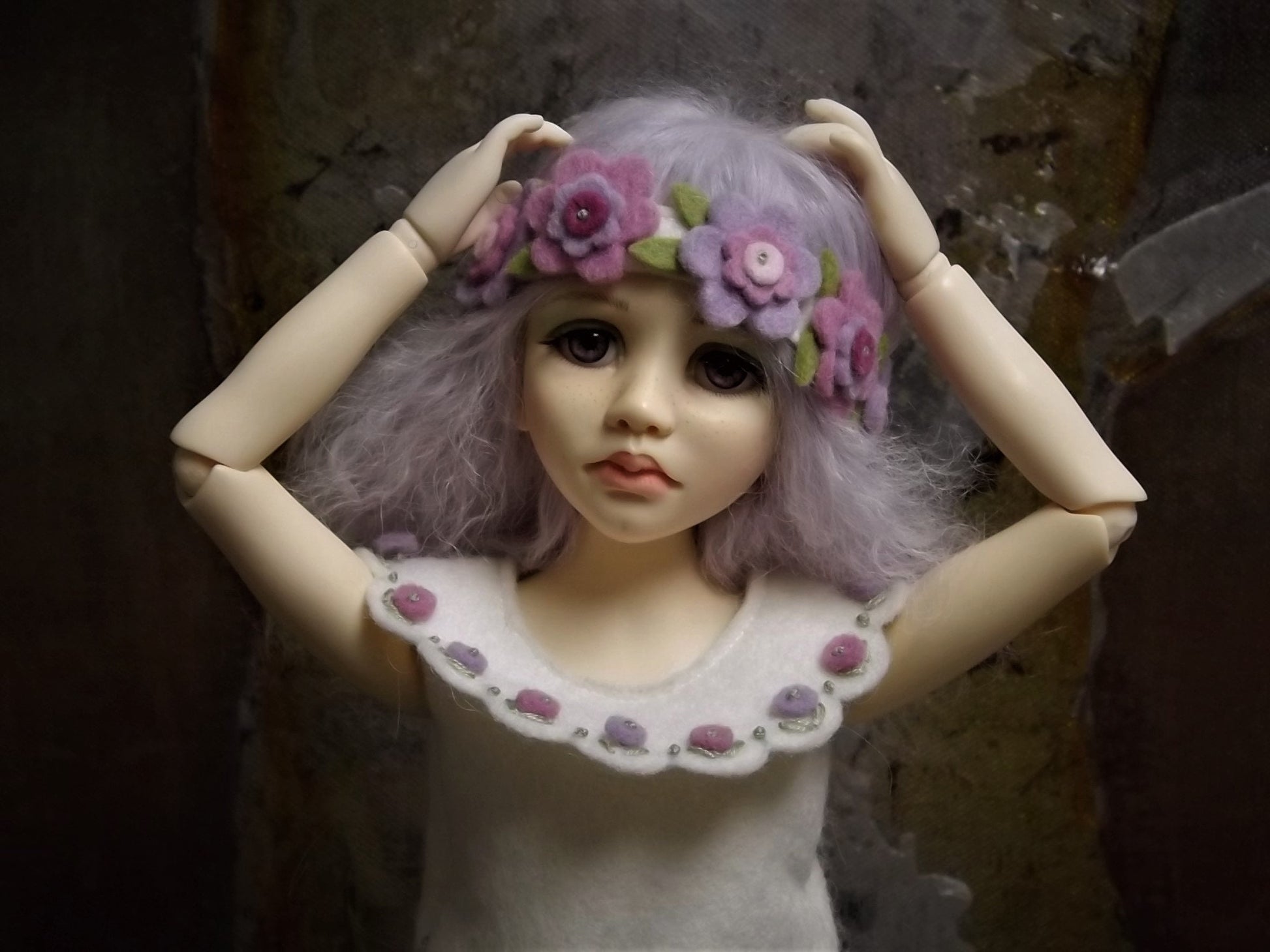 Limited Edition "Lilac" BJD Ball Jointed Doll: Tibetan Mohair Wig, Michele Hardy Design