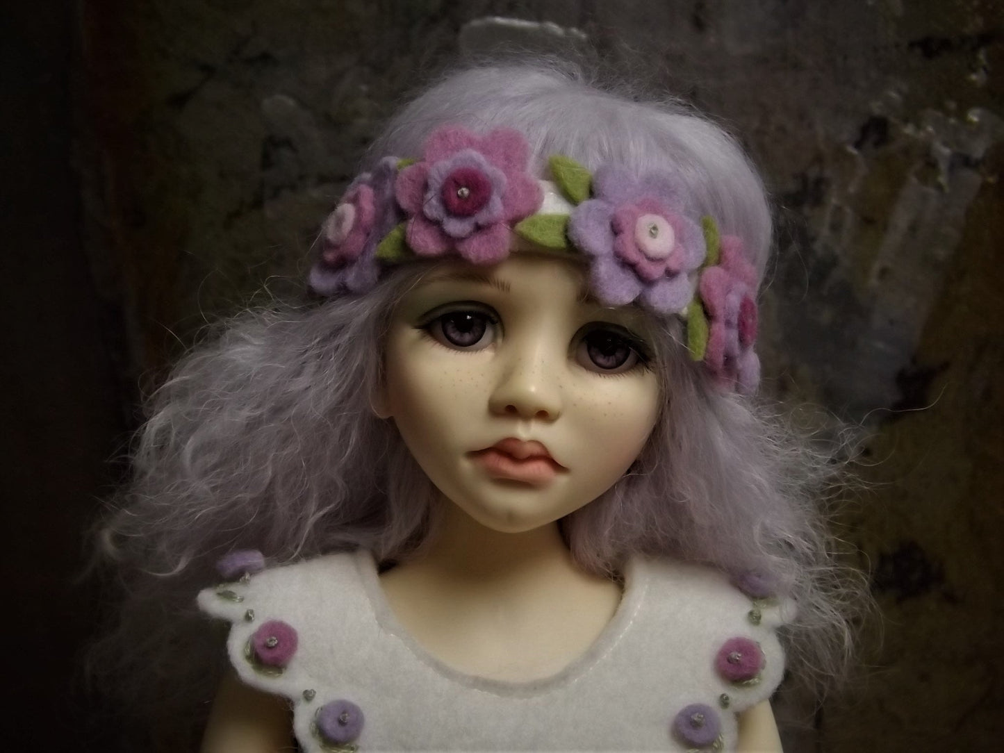 Limited Edition "Lilac" BJD Ball Jointed Doll: Tibetan Mohair Wig, Michele Hardy Design