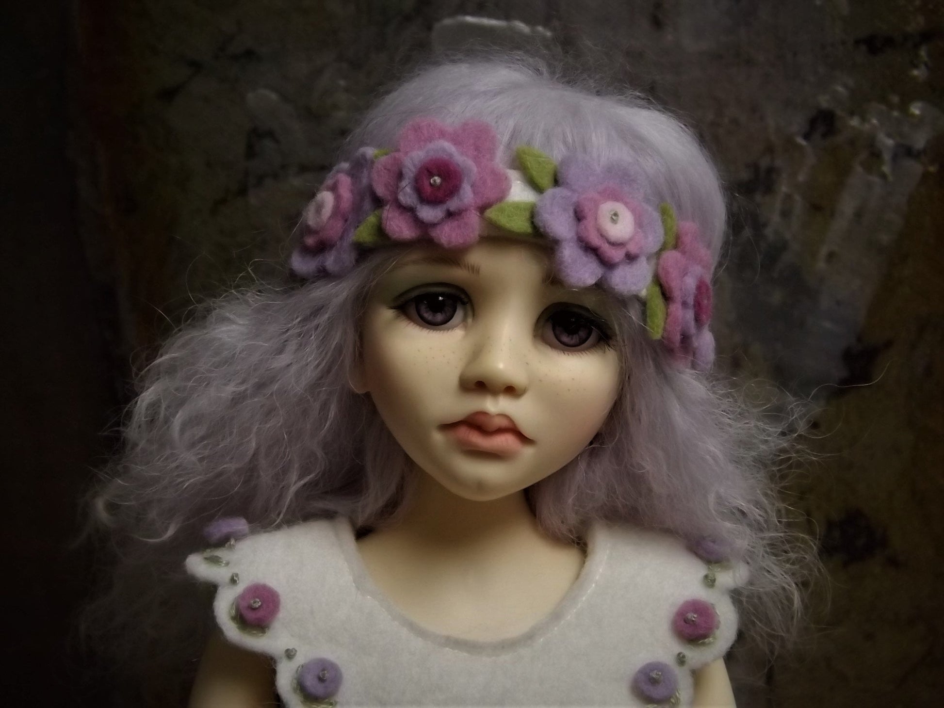 Limited Edition "Lilac" BJD Ball Jointed Doll: Tibetan Mohair Wig, Michele Hardy Design
