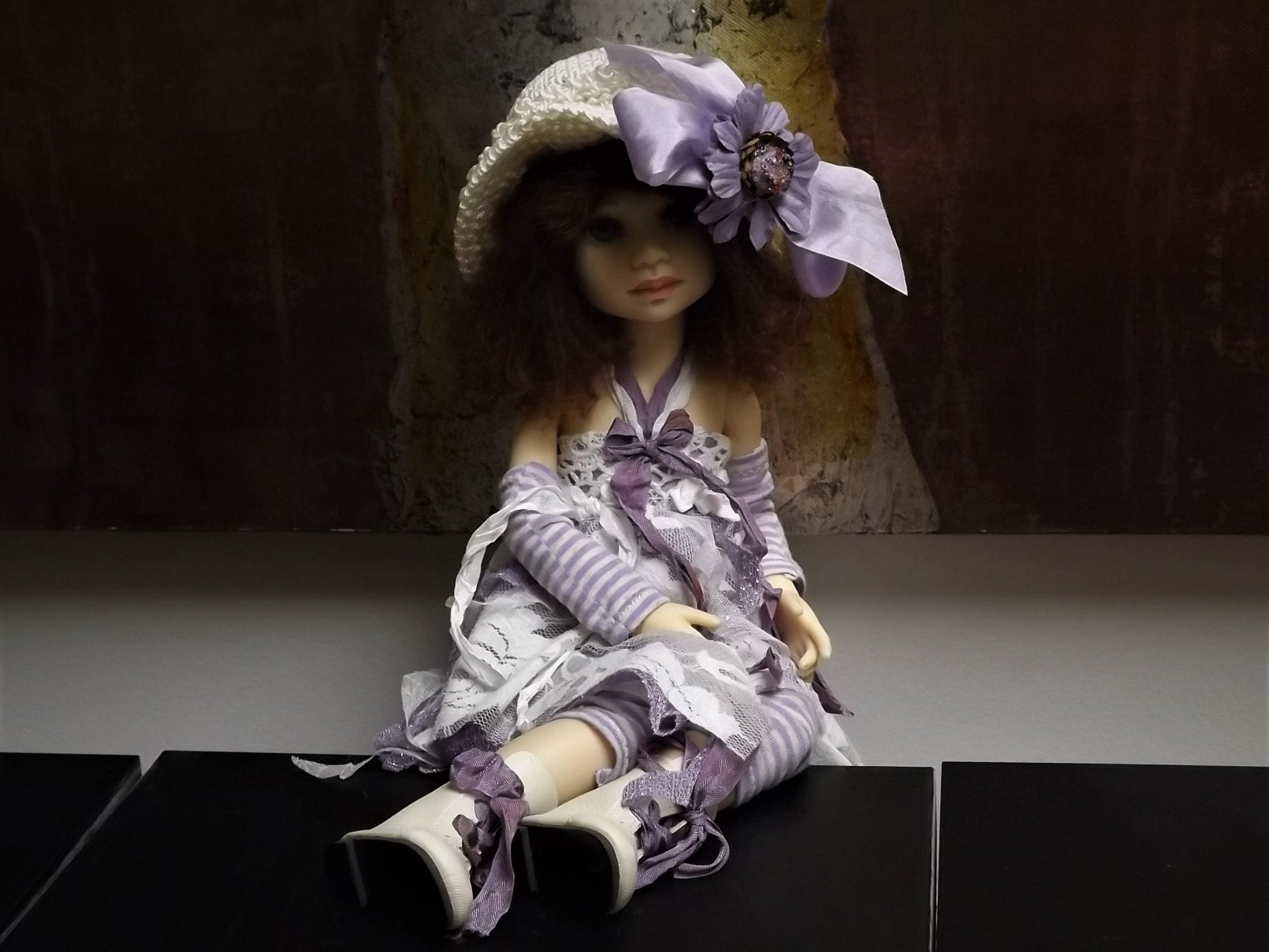 Vintage Berdine Creedy "Lily Rose" Ball Jointed Fairy Doll (BJD) with a beautiful Mohair Wig by Michele Hardy and dressed by Gale Torres.