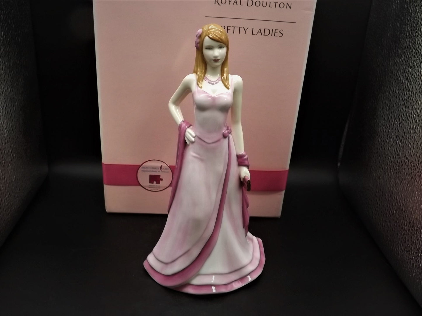 Vintage Royal Doulton "Cherish" Figurine HN 4815: Breast Cancer Awareness, Original Box & COA