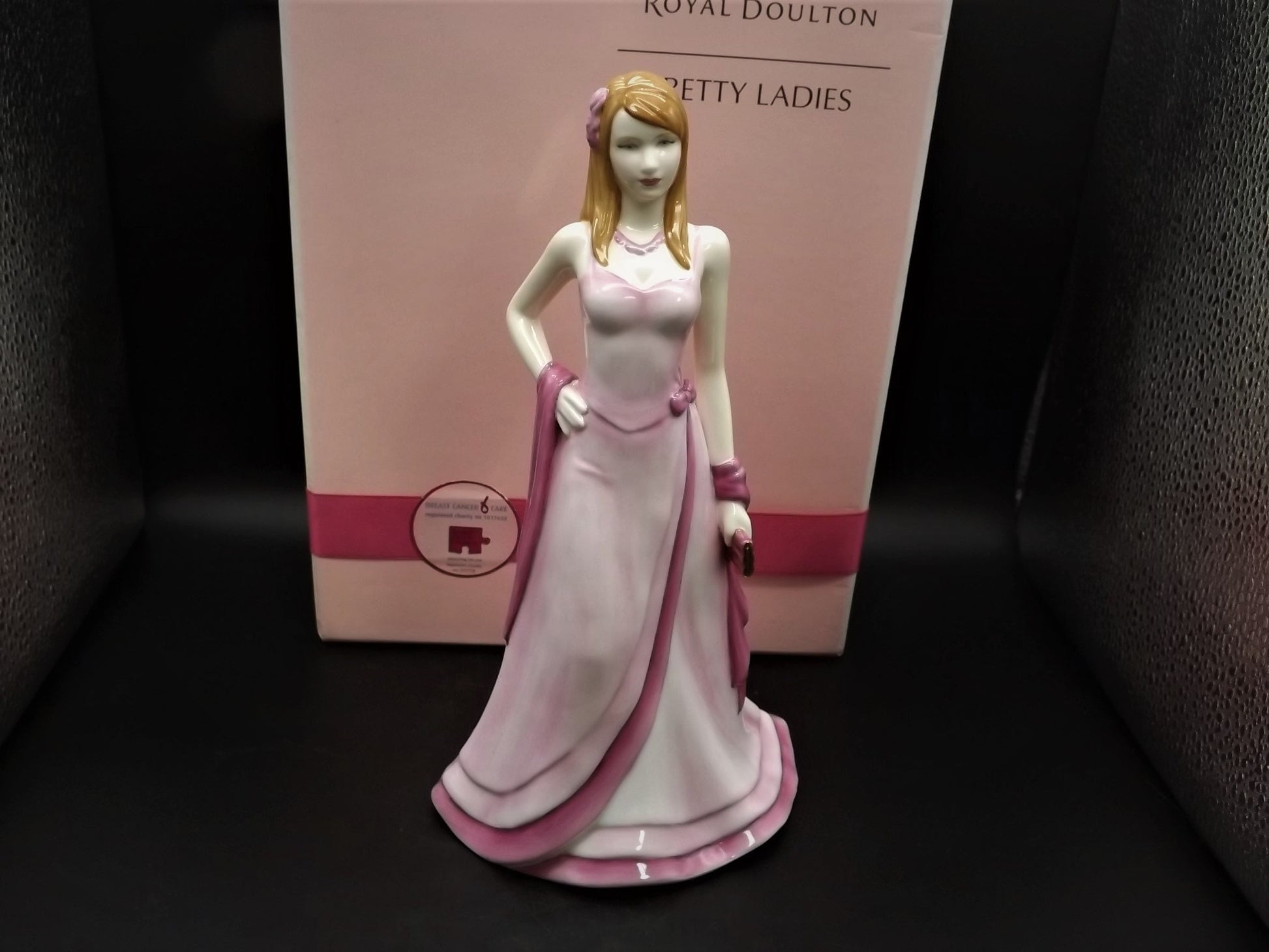 Vintage Royal Doulton "Cherish" Figurine HN 4815: Breast Cancer Awareness, Original Box & COA