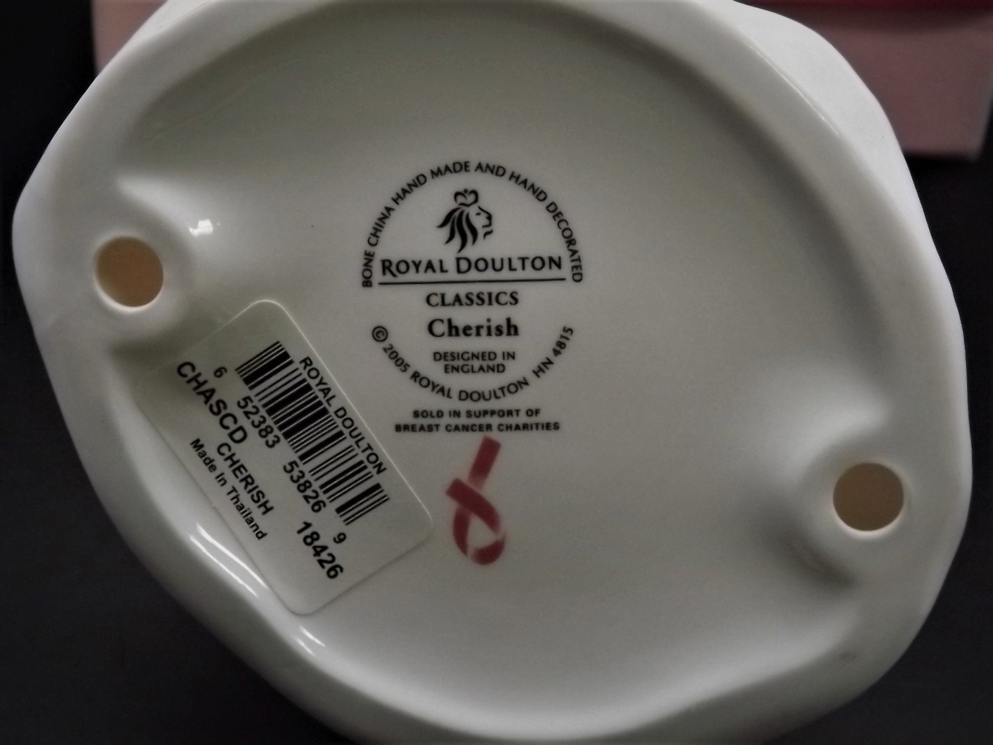 Vintage Royal Doulton "Cherish" Figurine HN 4815: Breast Cancer Awareness, Original Box & COA