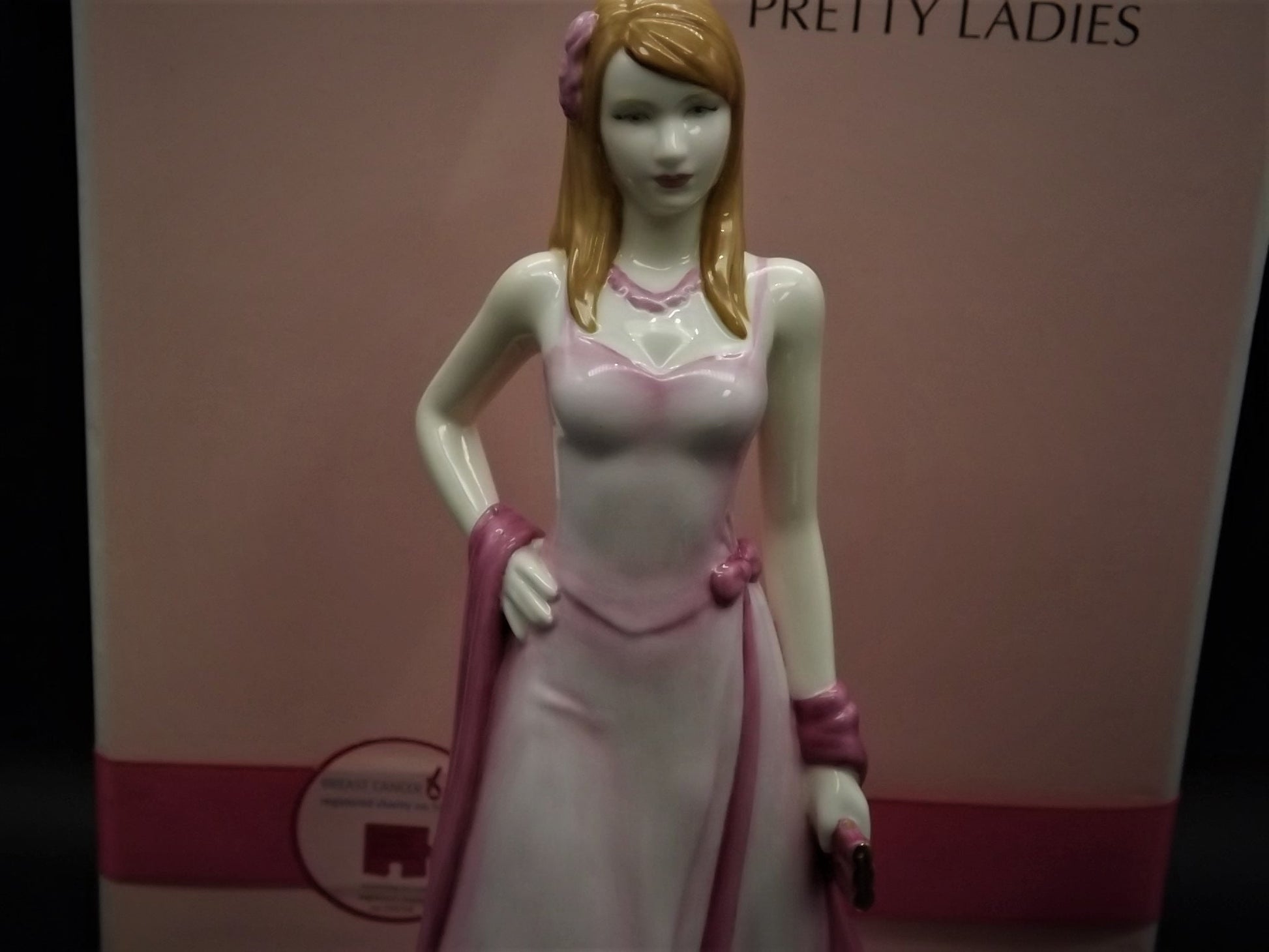 Vintage Royal Doulton "Cherish" Figurine HN 4815: Breast Cancer Awareness, Original Box & COA