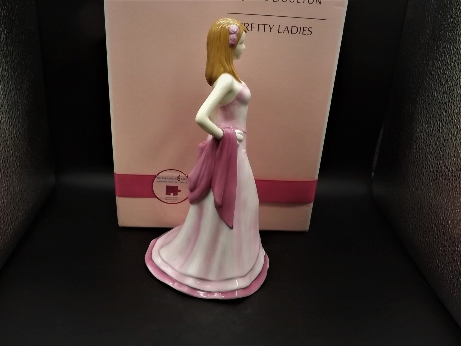 Vintage Royal Doulton "Cherish" Figurine HN 4815: Breast Cancer Awareness, Original Box & COA