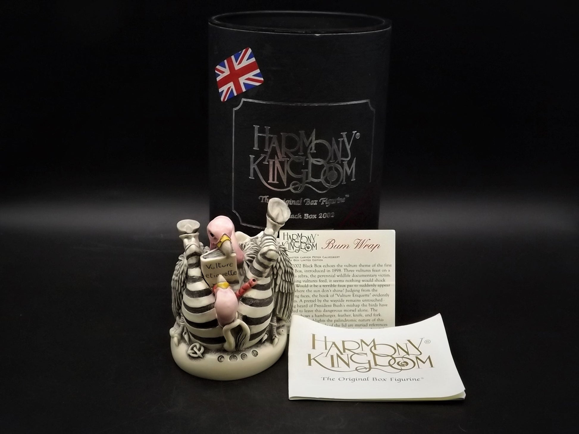 Vintage 2002 TJBB02 Harmony Kingdom "Bum Wrap" Banned series hand Painted Vultures eating a meal. Signed with box, COA and LE #3095/5000.