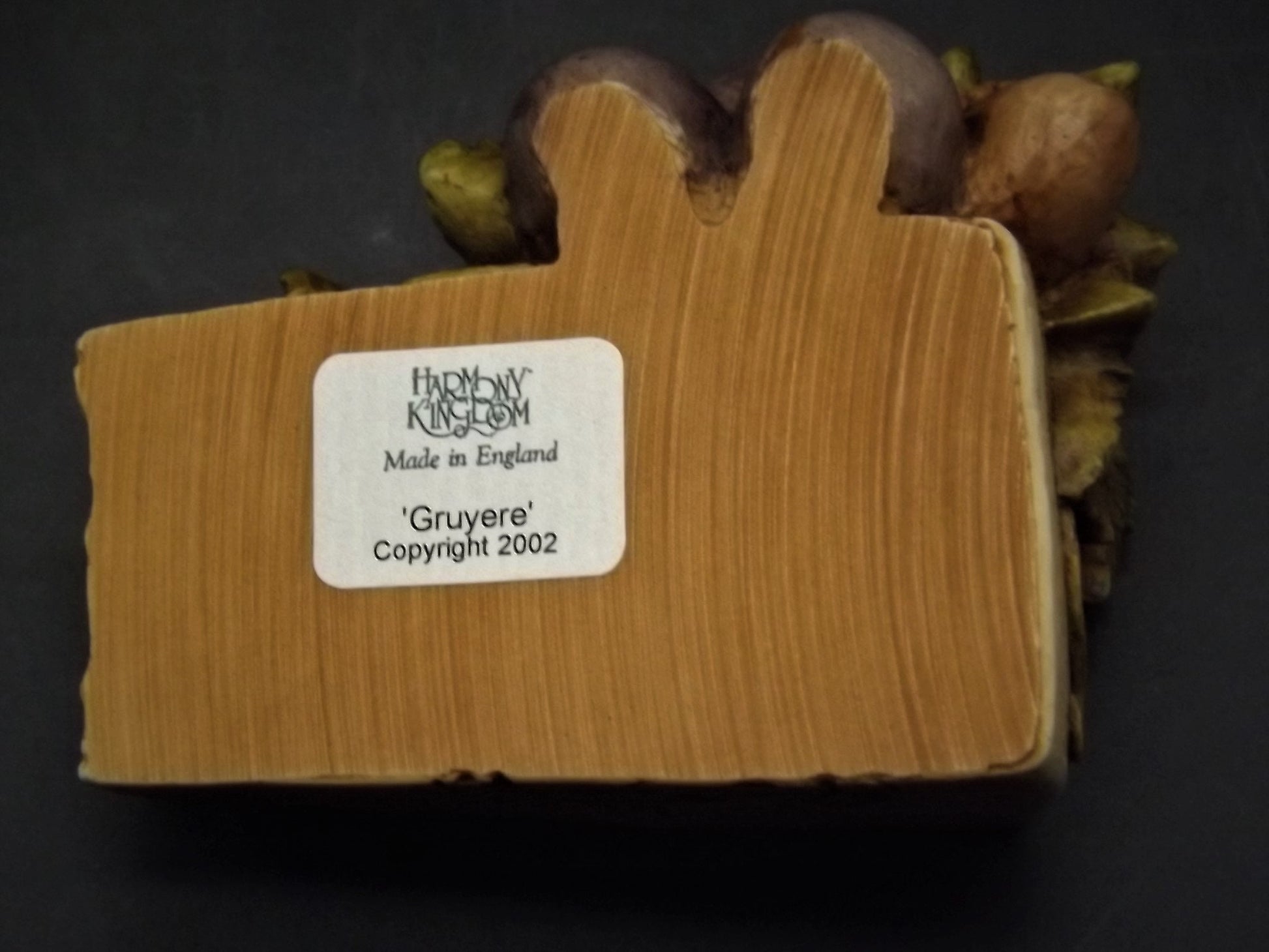 Vintage 2002 TJDLMI-1 Harmony Kingdom "Gruyere" hand Painted mouse sitting on a block of cheese. With box and COA.