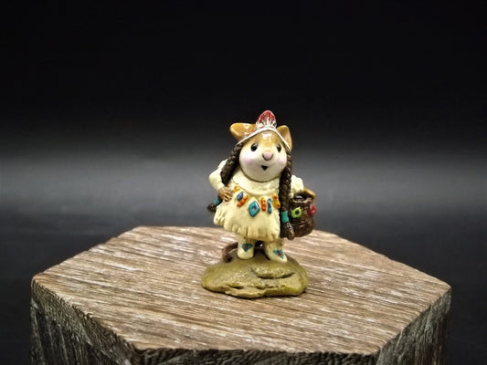 Vintage 1991 Wee Forest Folk Figurine: "Running Doe and Little Bear" Pink Version