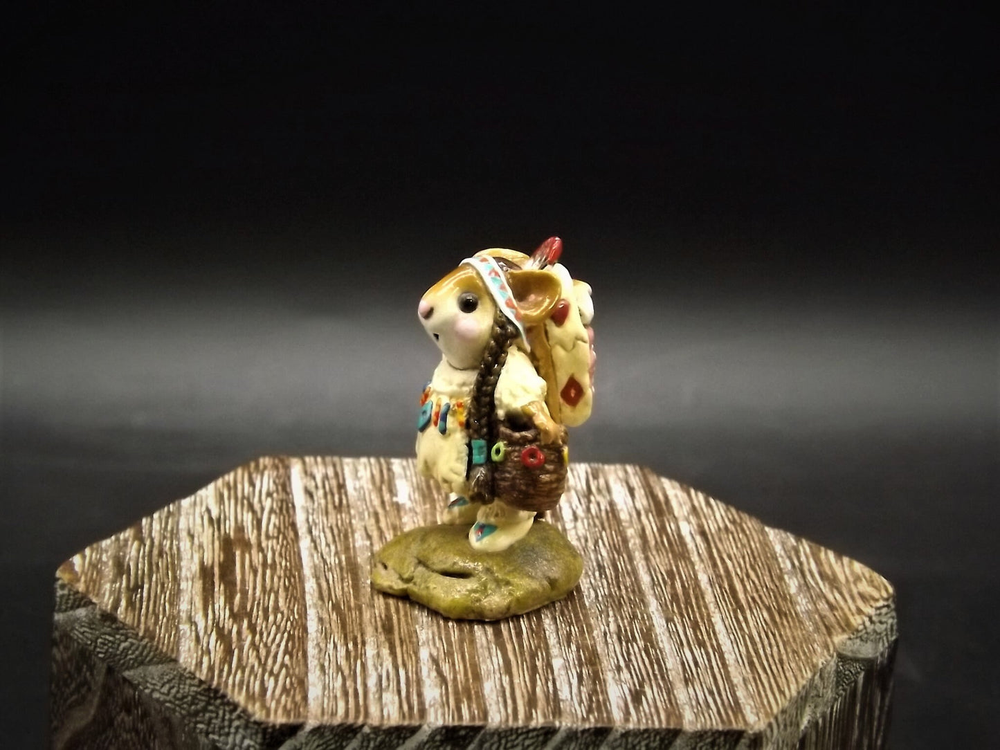 Vintage 1991 Wee Forest Folk Figurine: "Running Doe and Little Bear" Pink Version