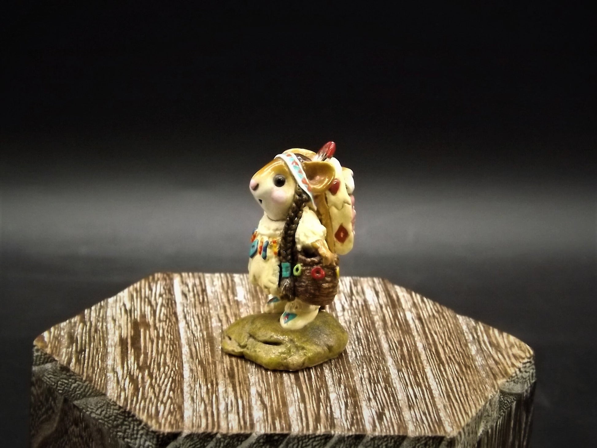 Vintage 1991 Wee Forest Folk Figurine: "Running Doe and Little Bear" Pink Version