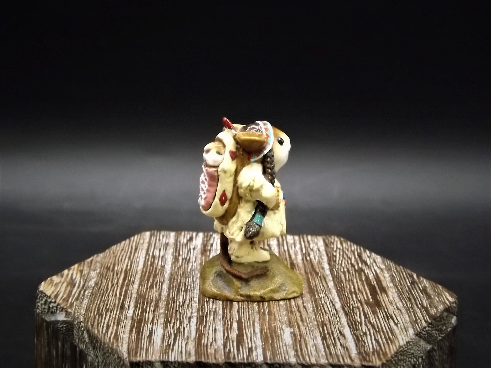 Vintage 1991 Wee Forest Folk Figurine: "Running Doe and Little Bear" Pink Version