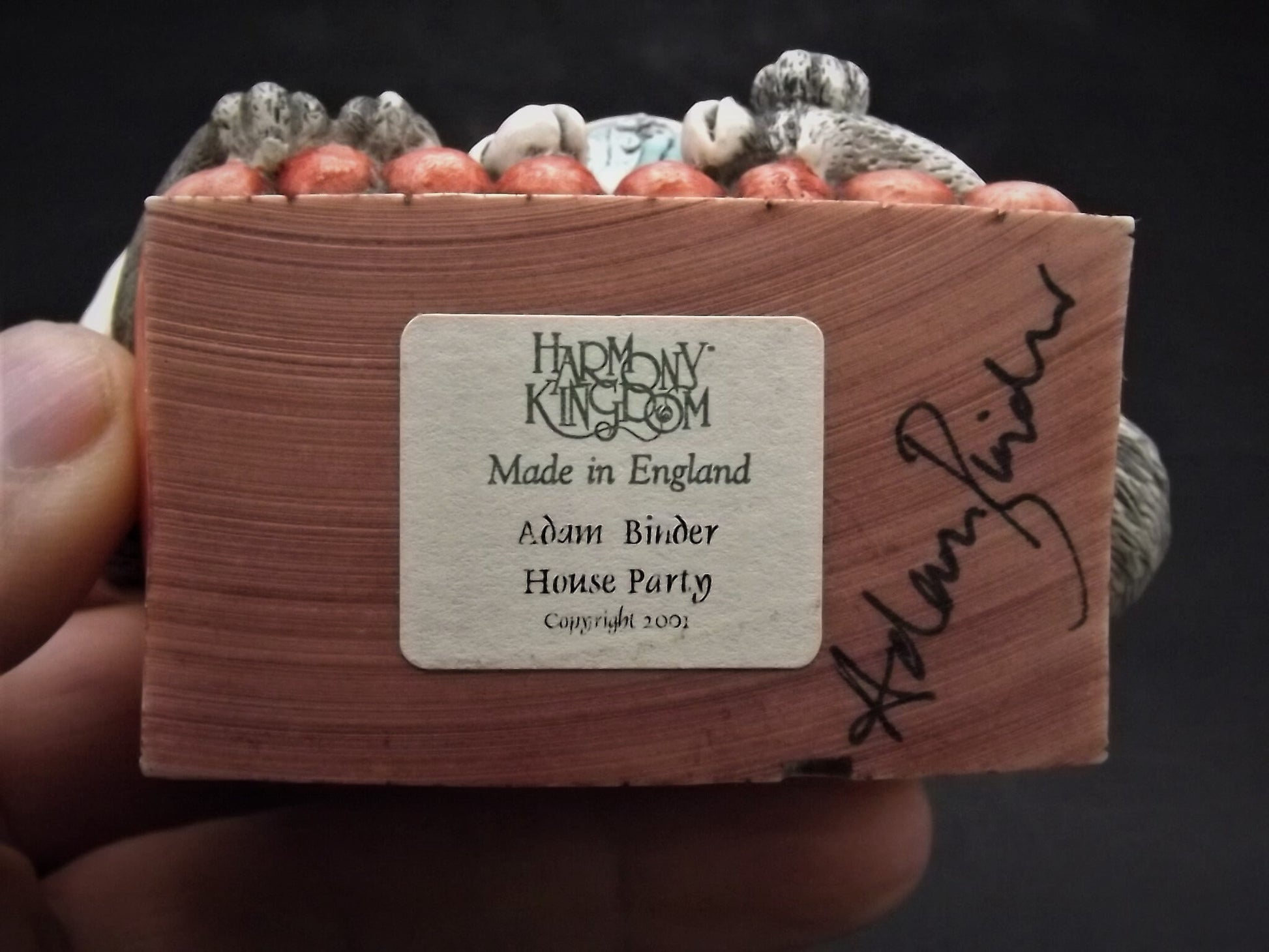 Retired Harmony Kingdom "House Party" piece Excellent condition with original box. Full Autograph!