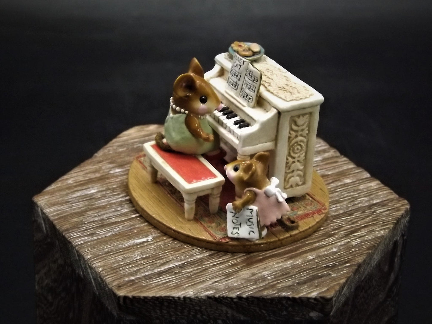 Vintage Wee Forest Folk Figurine: "Her Music Lesson" Mouse Piano Teacher