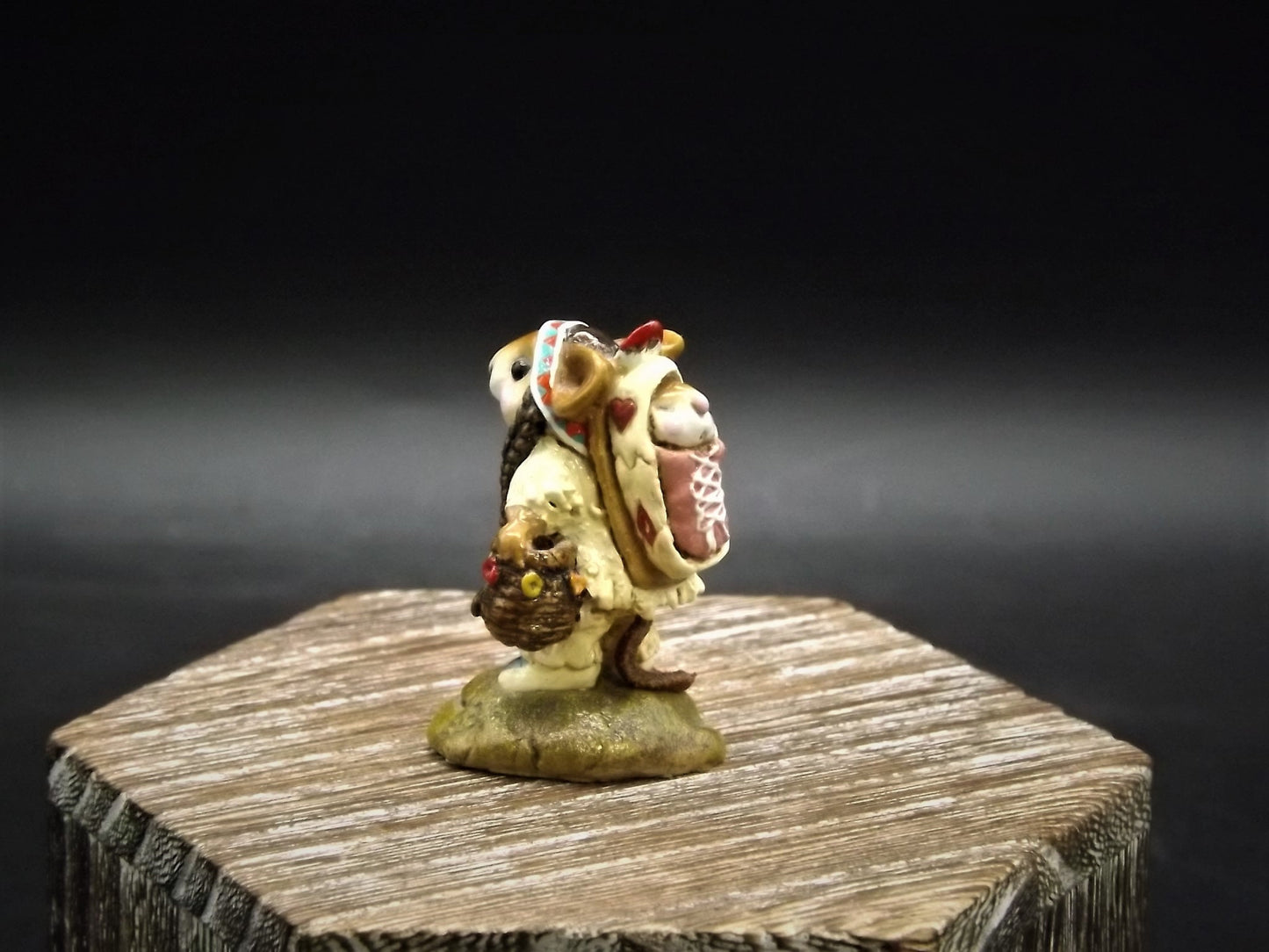 Vintage 1991 Wee Forest Folk Figurine: "Running Doe and Little Bear" Pink Version